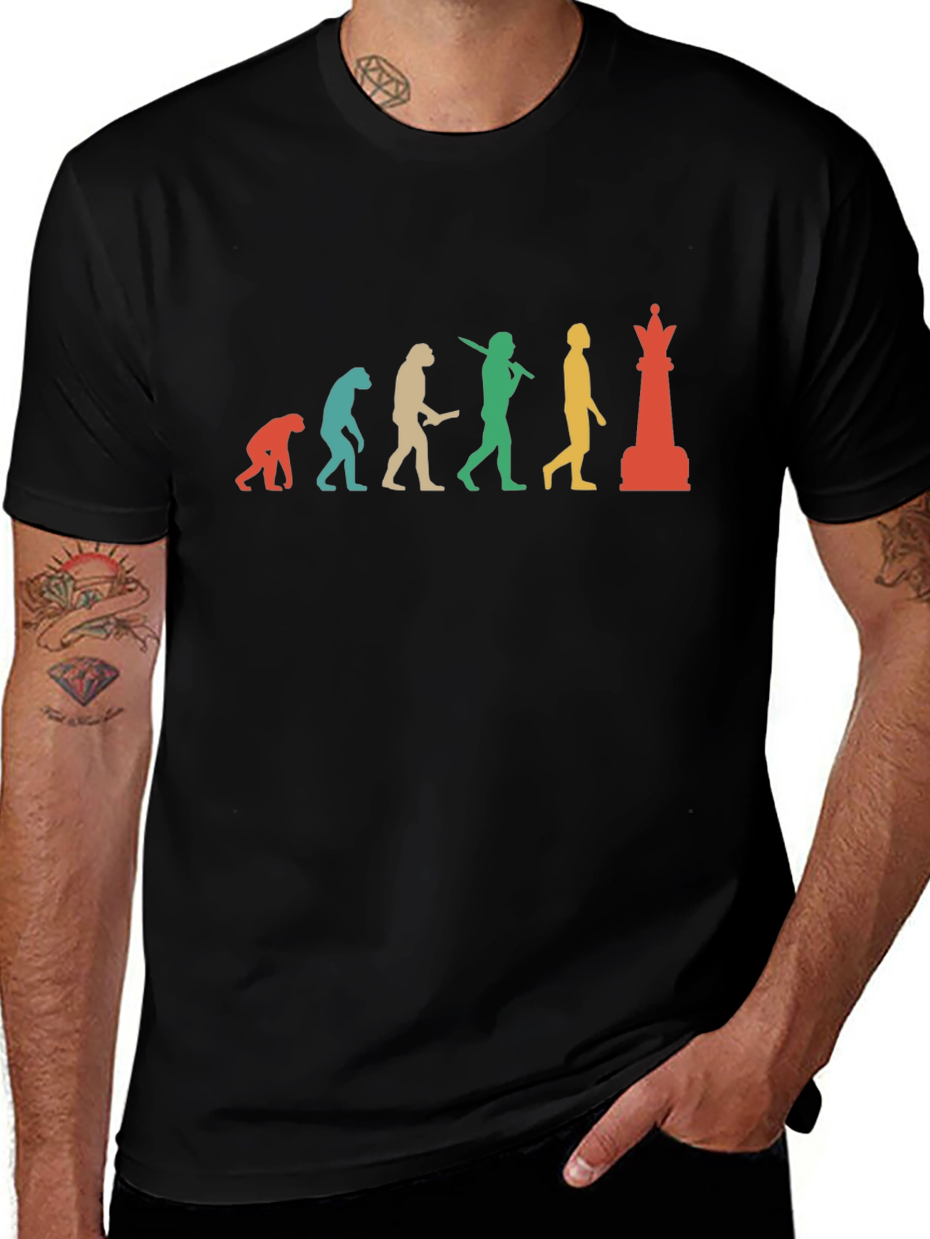 Chess Evolution Graphic Tee - Black Cotton T-Shirt