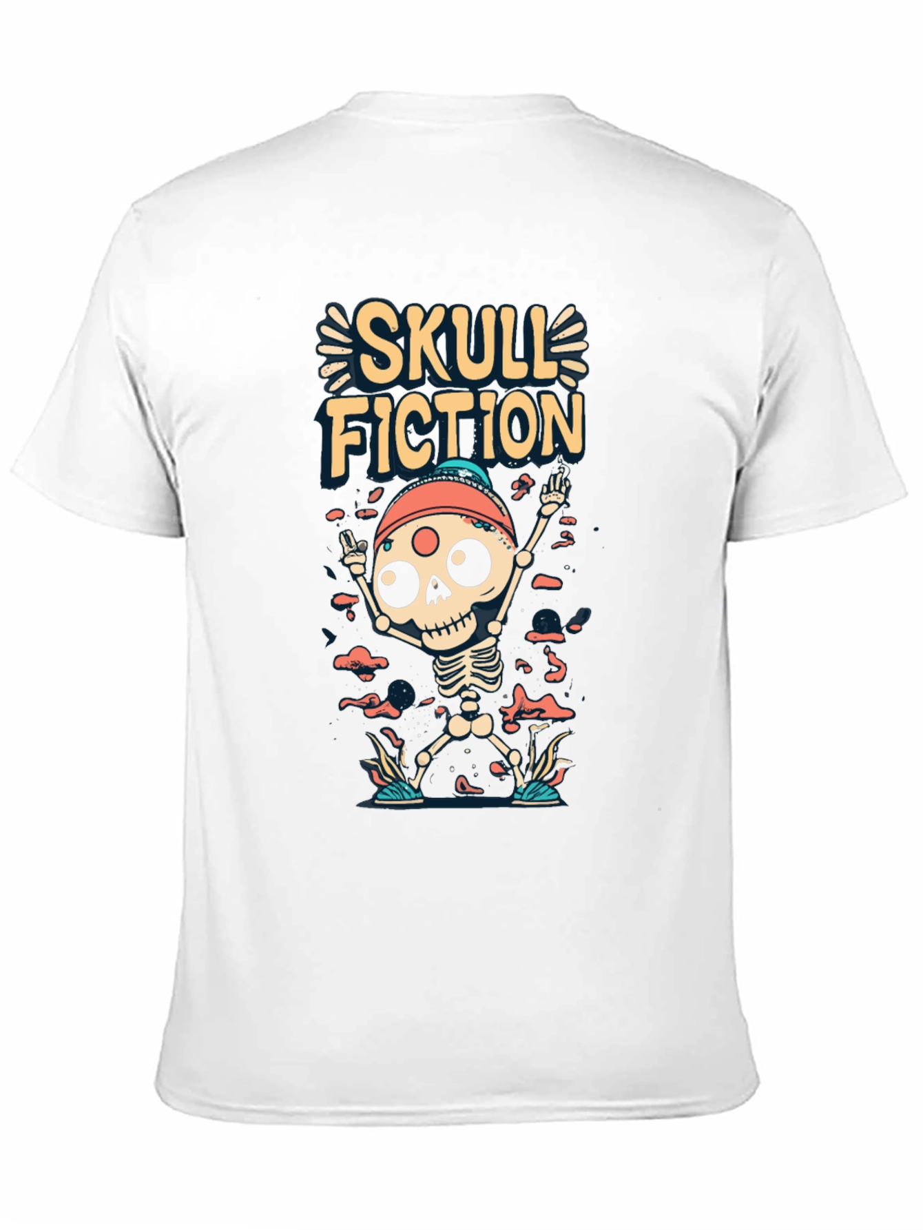 Skull Fiction Graphic Tee - Spooky Skeleton Design
