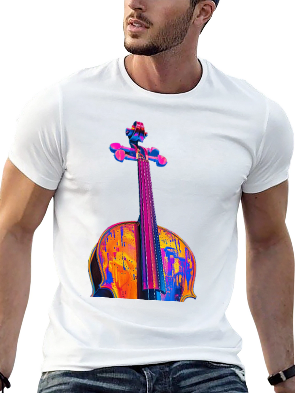 Vibrant Cello Graphic Black T-Shirt