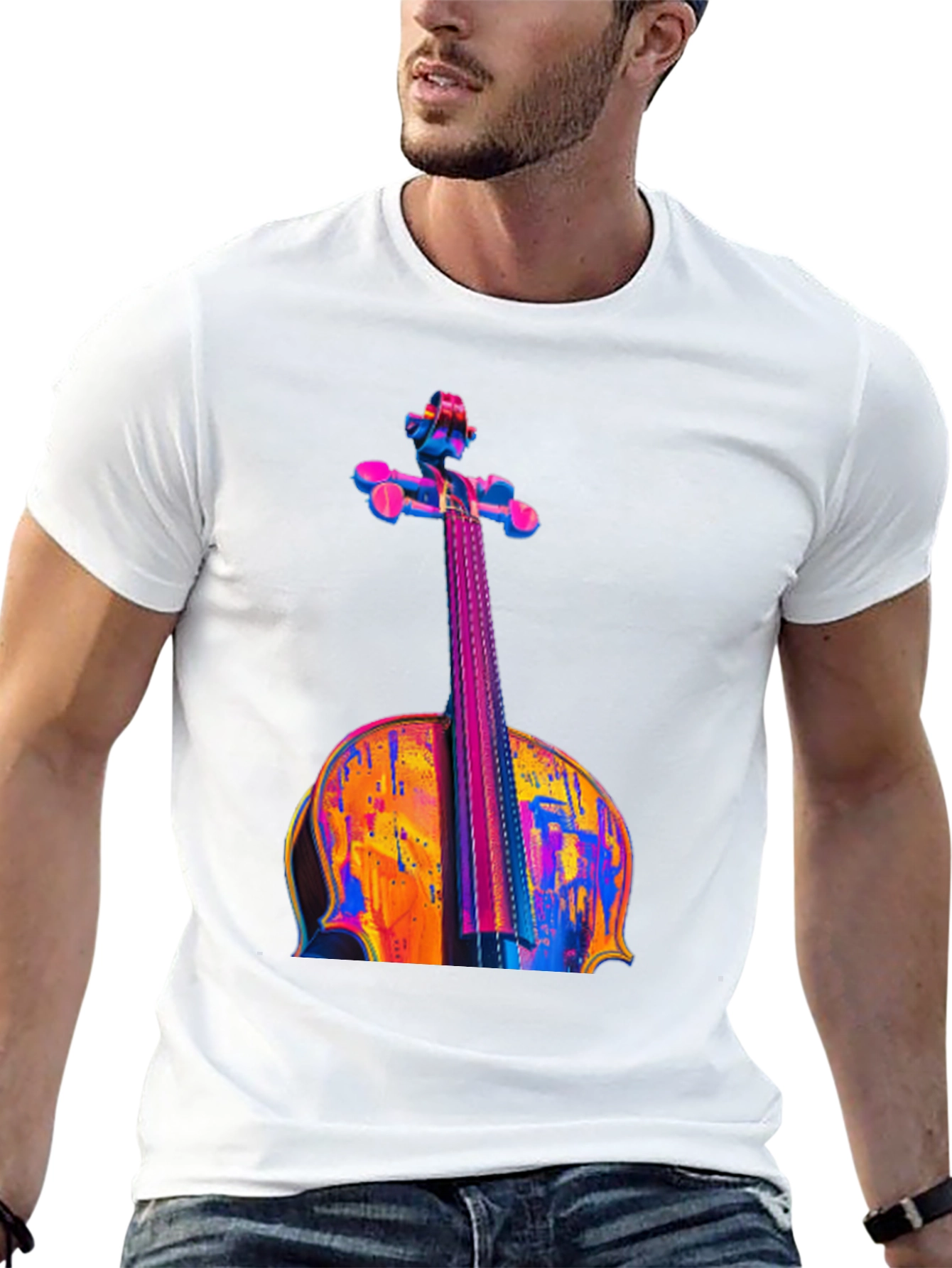 Vibrant Cello Graphic Black T-Shirt