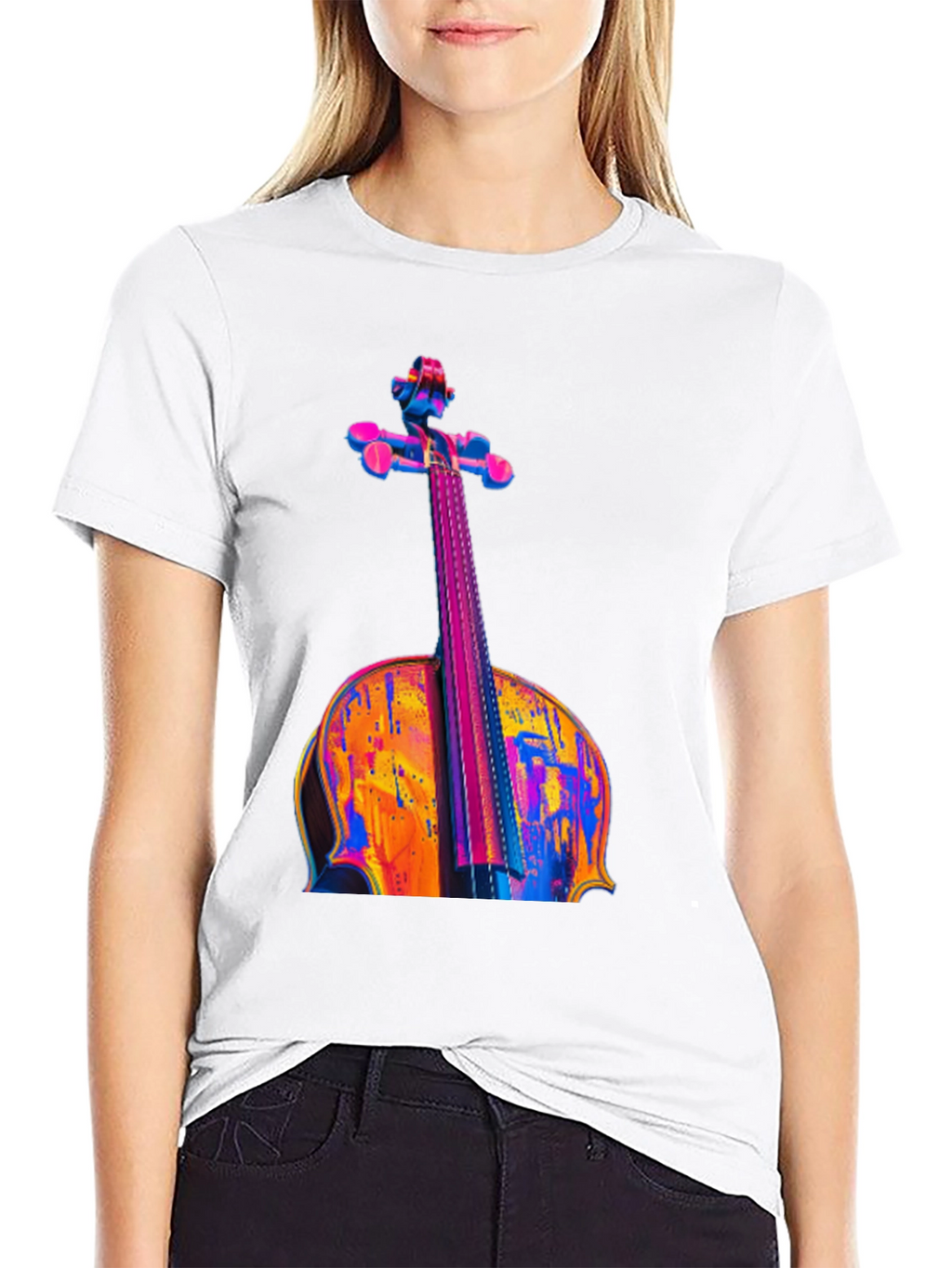 Vibrant Cello Graphic Black T-Shirt