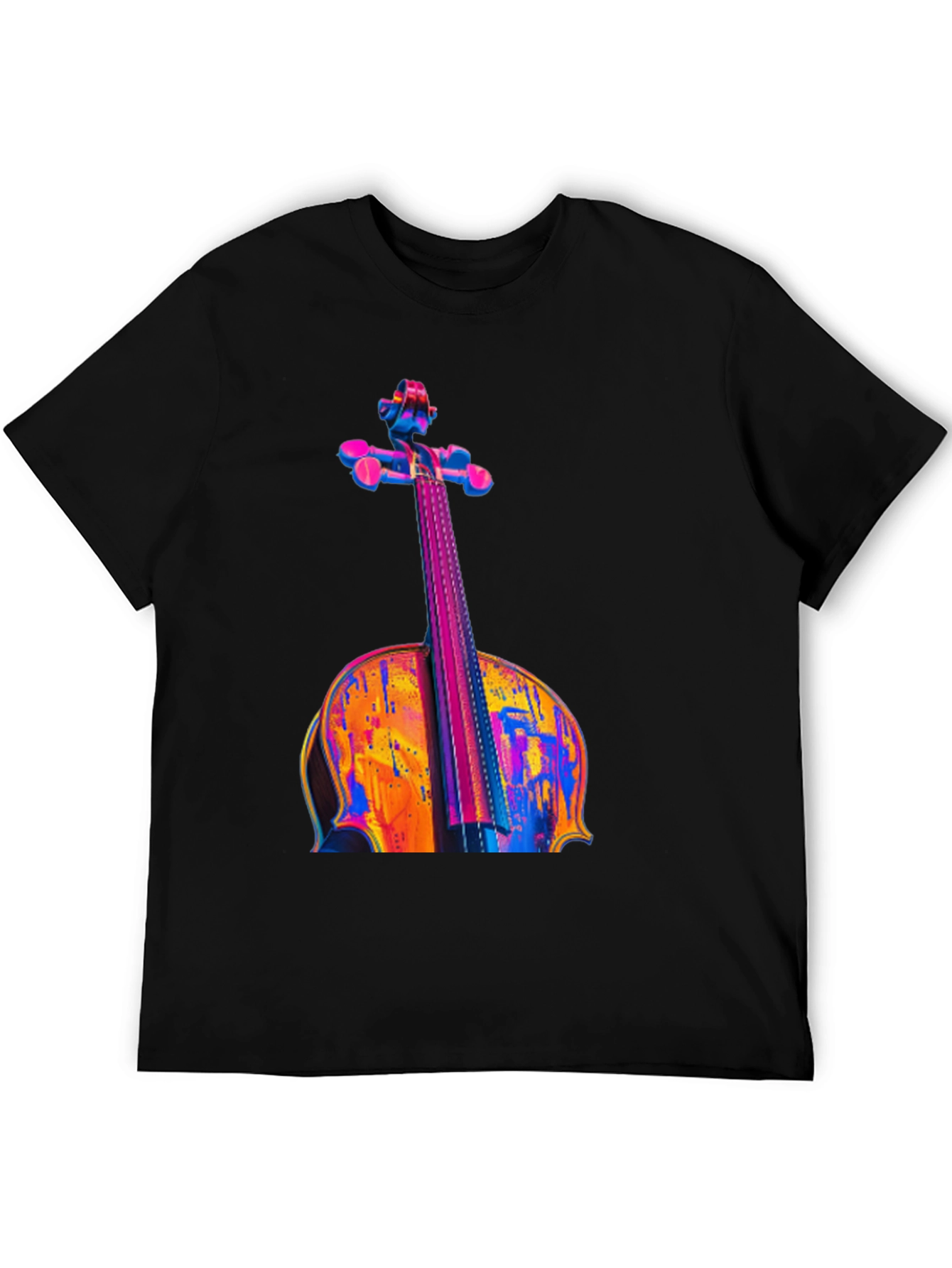 Vibrant Cello Graphic Black T-Shirt