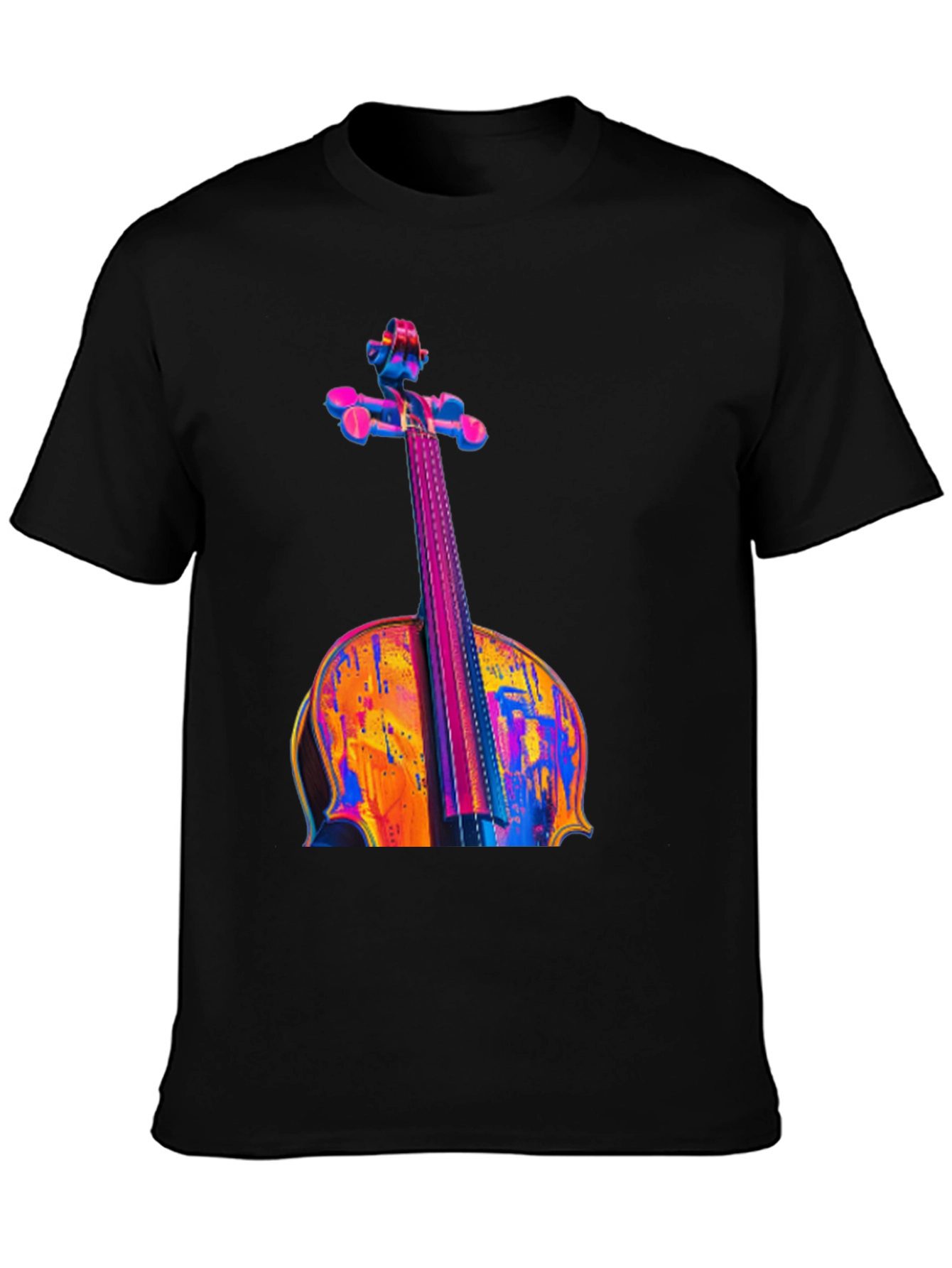 Vibrant Cello Graphic Black T-Shirt