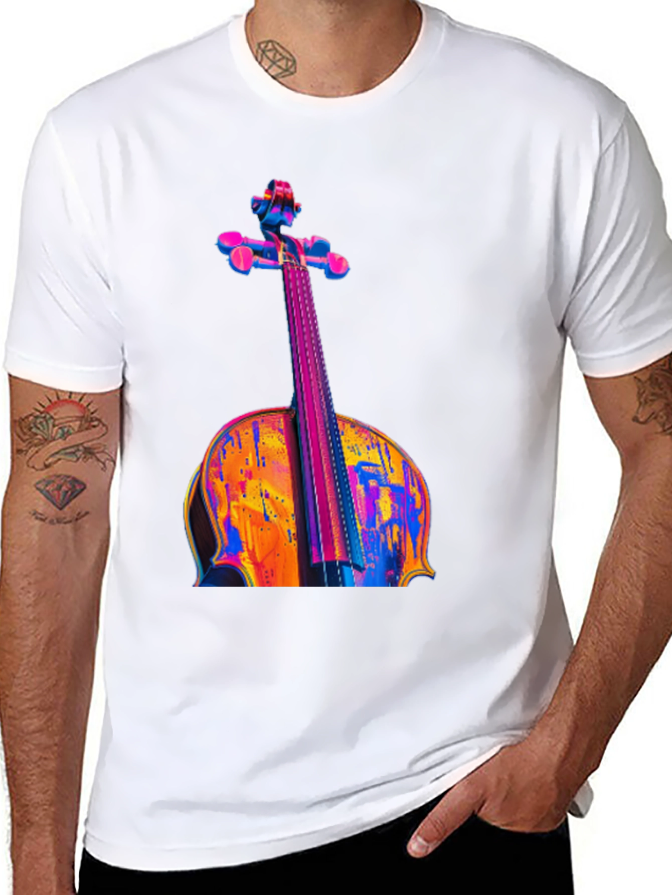 Vibrant Cello Graphic Black T-Shirt