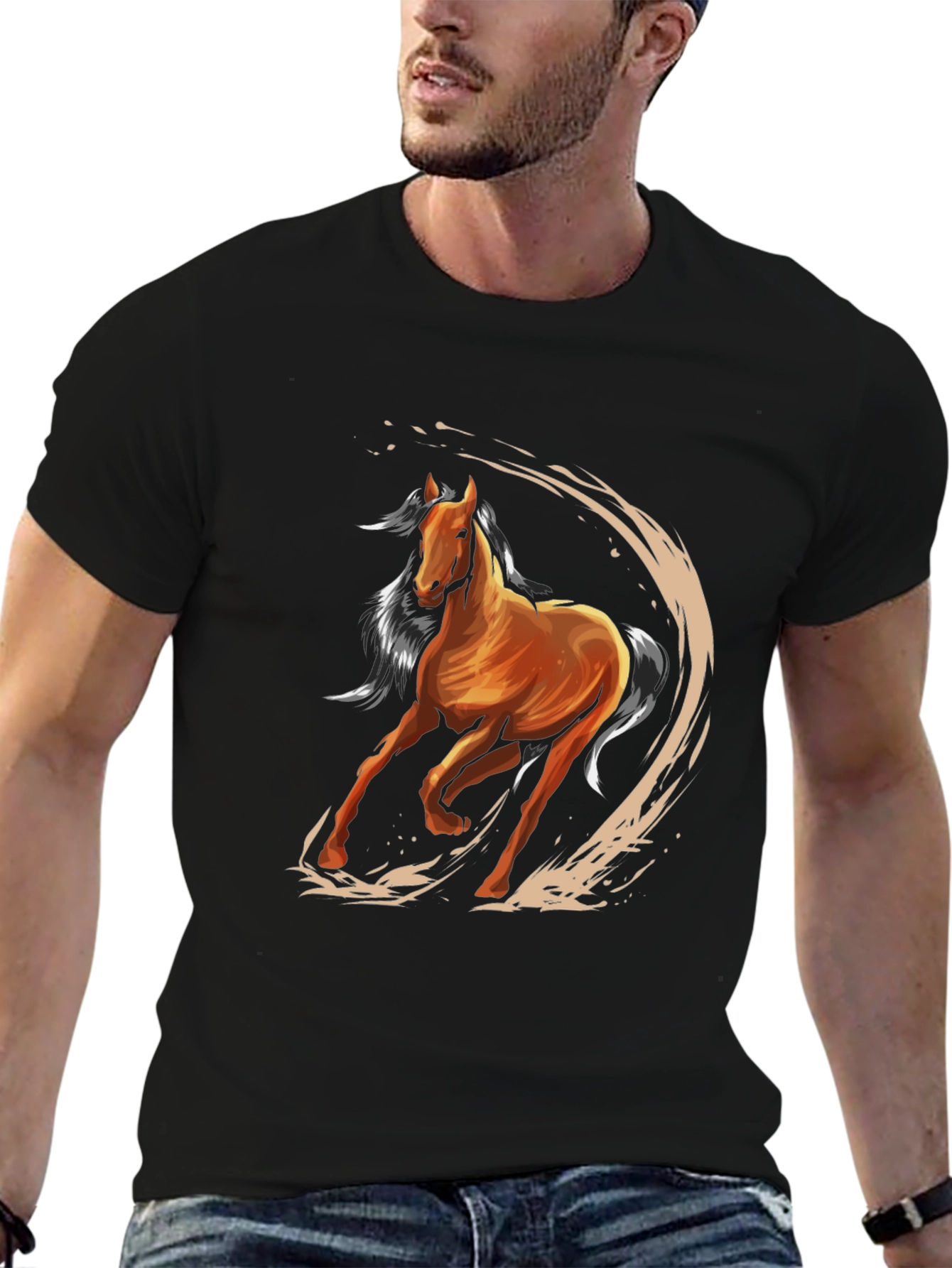Horse Graphic Tee - Mens Black T-Shirt
