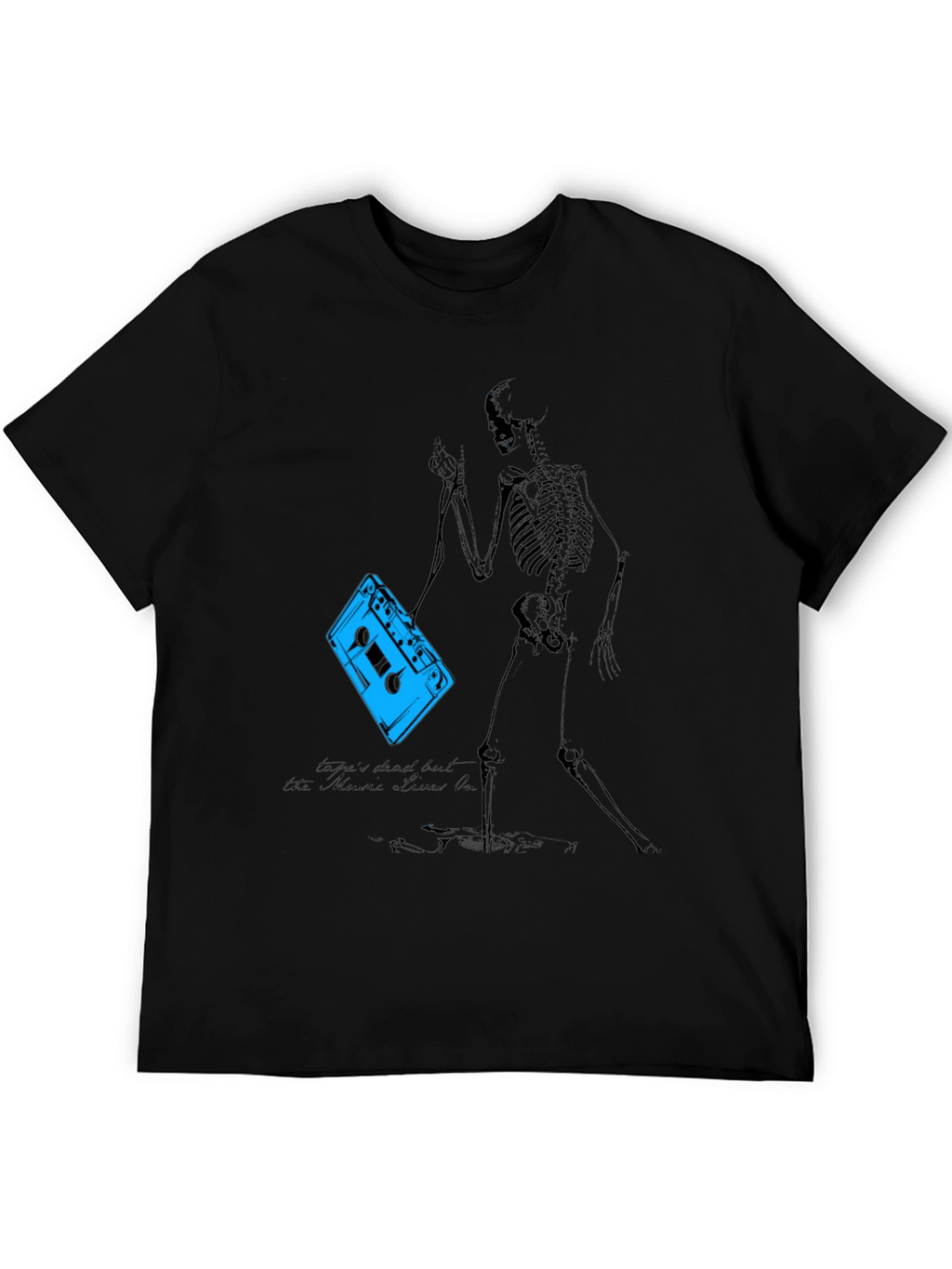 Skeleton Cassette Tape T-Shirt - Music Never Dies