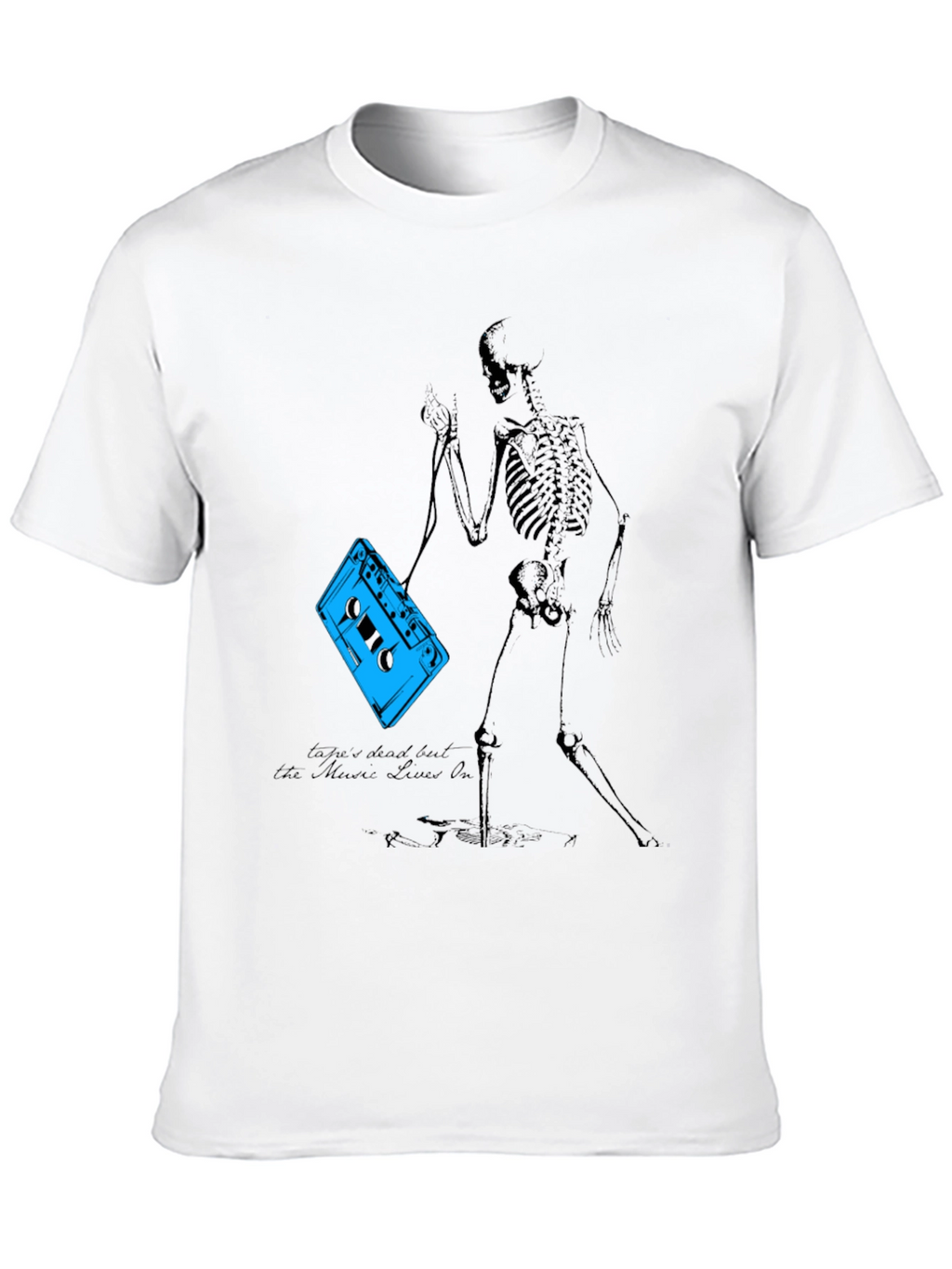 Skeleton Cassette Tape T-Shirt - Music Never Dies