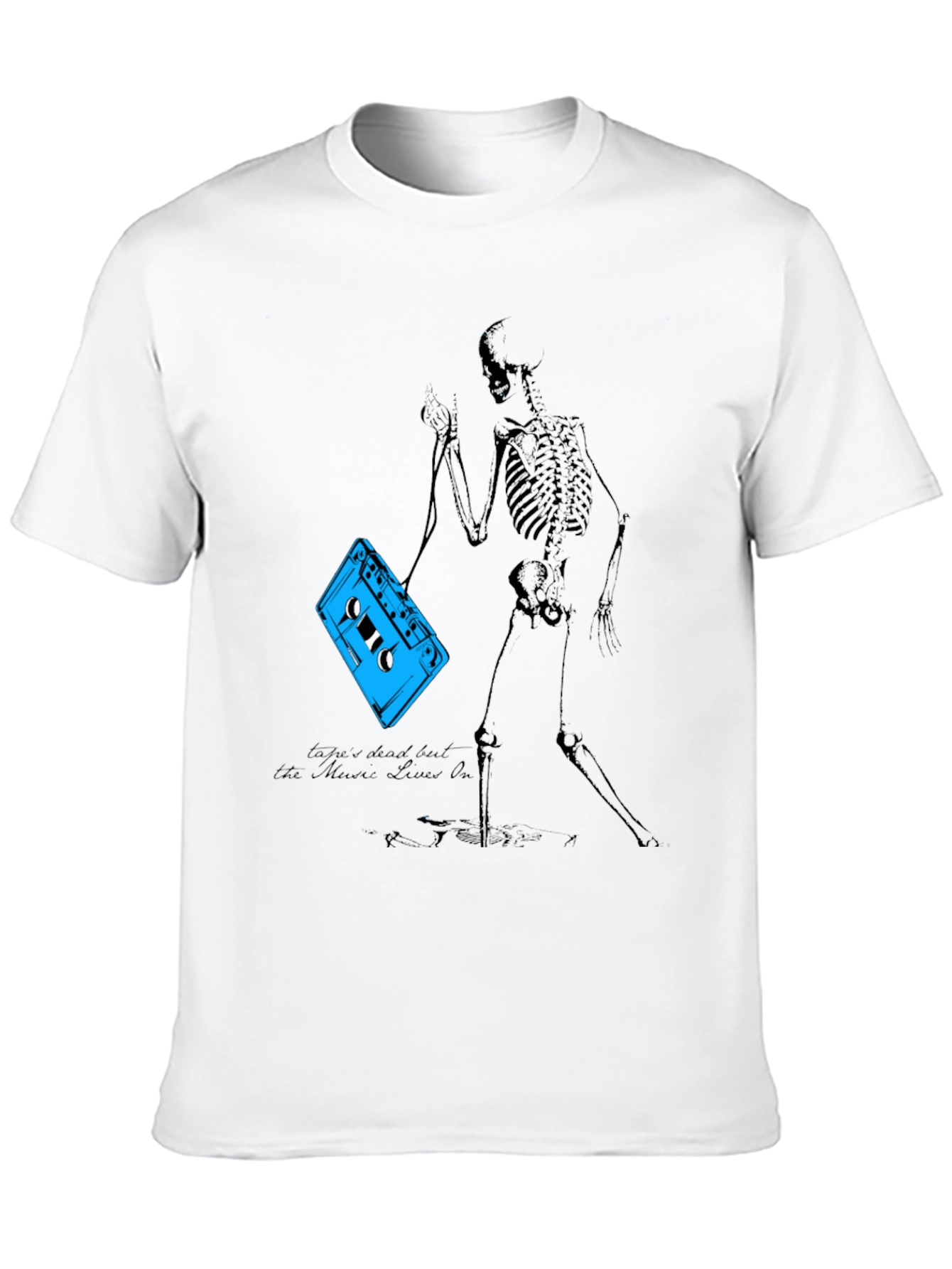 Skeleton Cassette Tape T-Shirt - Music Never Dies