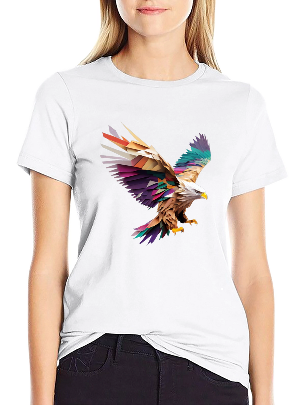 Geometric Eagle Graphic Black T-Shirt