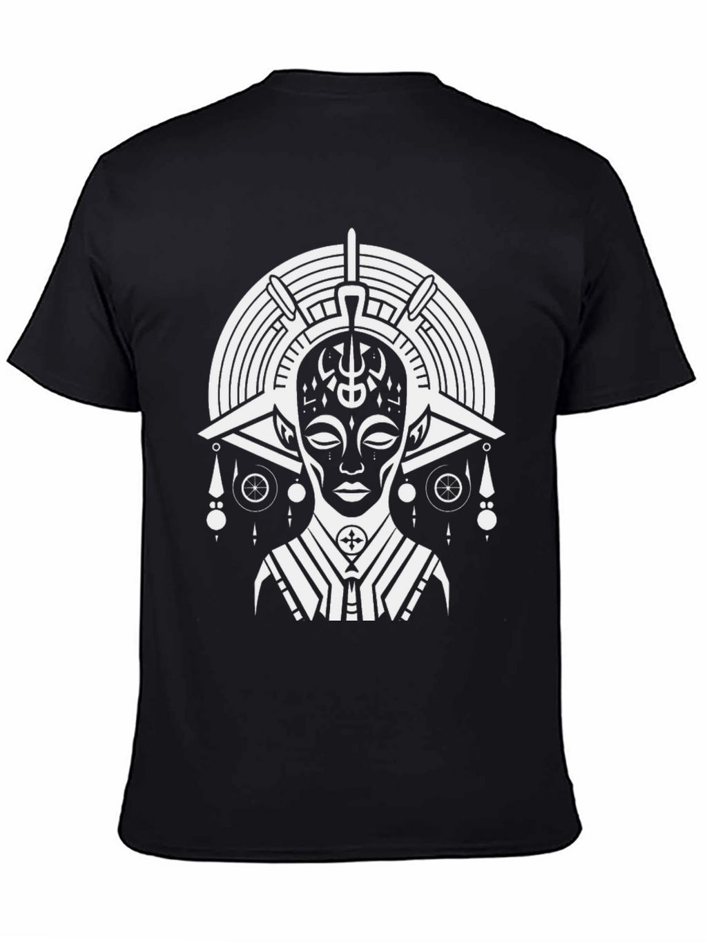 Abstract Tribal Print Black T-Shirt