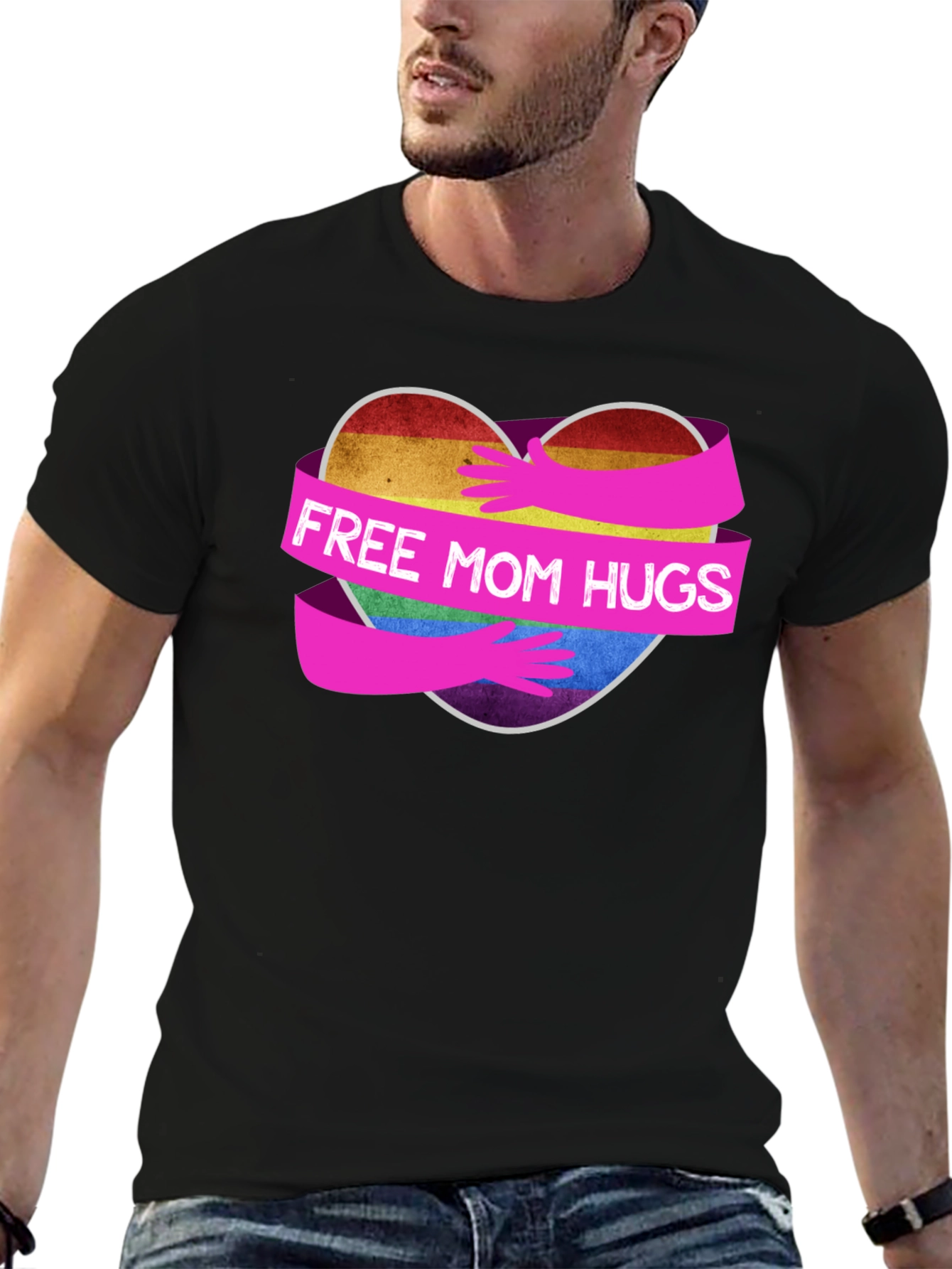 Free Mom Hugs Rainbow Heart T-Shirt