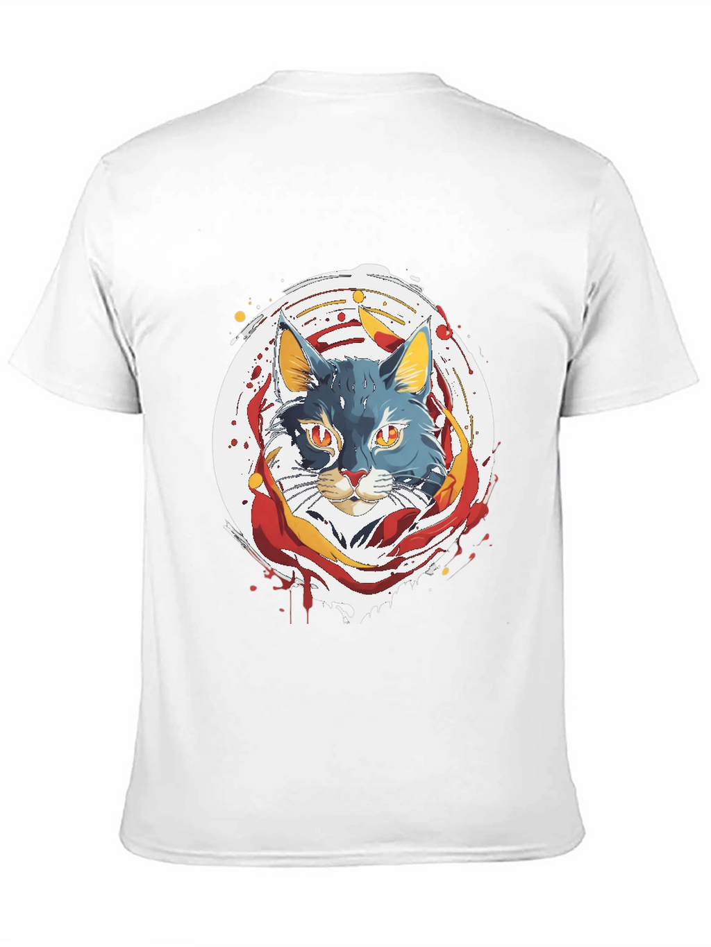 Artistic Cat Graphic Tee - Black