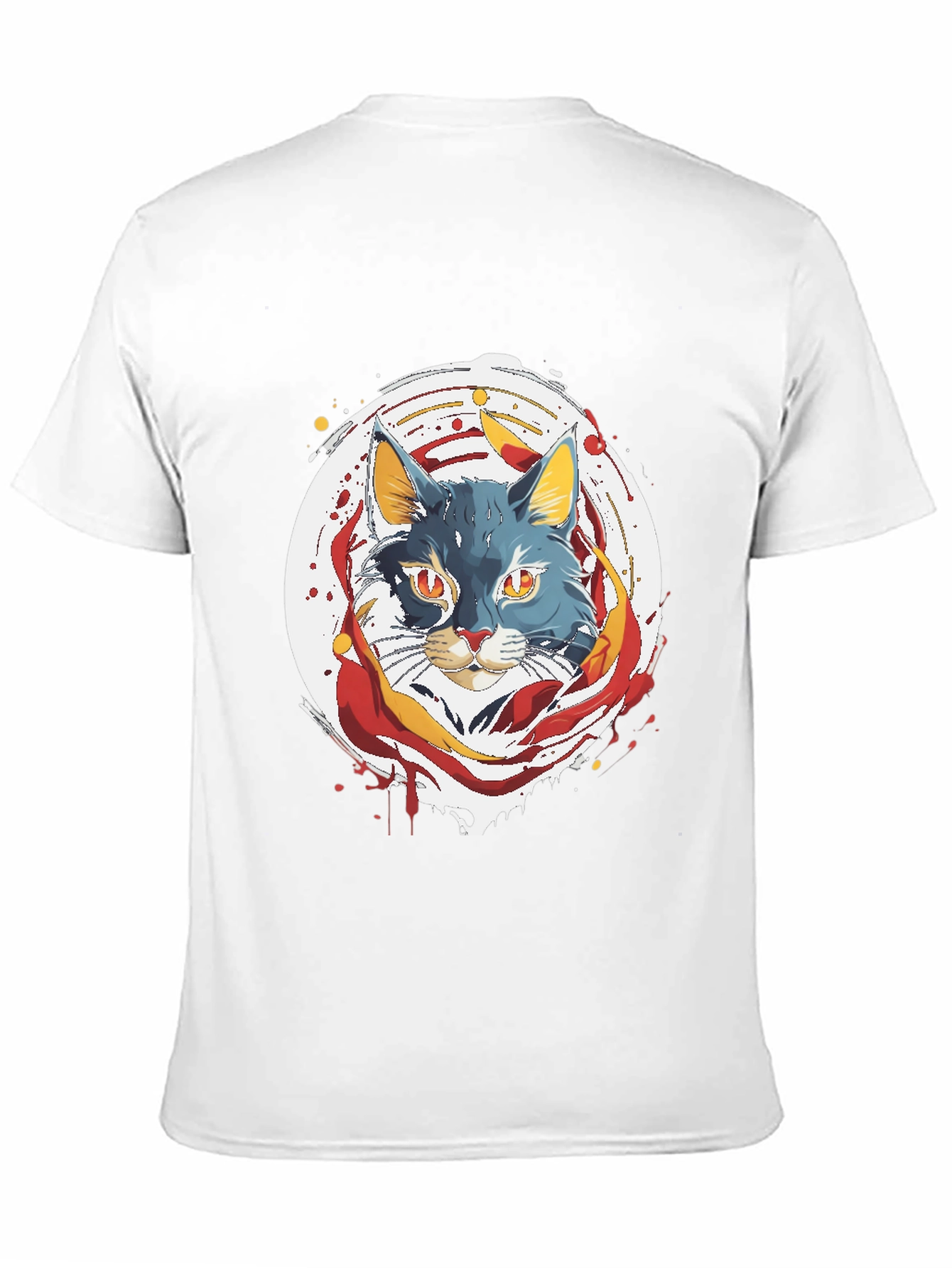 Artistic Cat Graphic Tee - Black