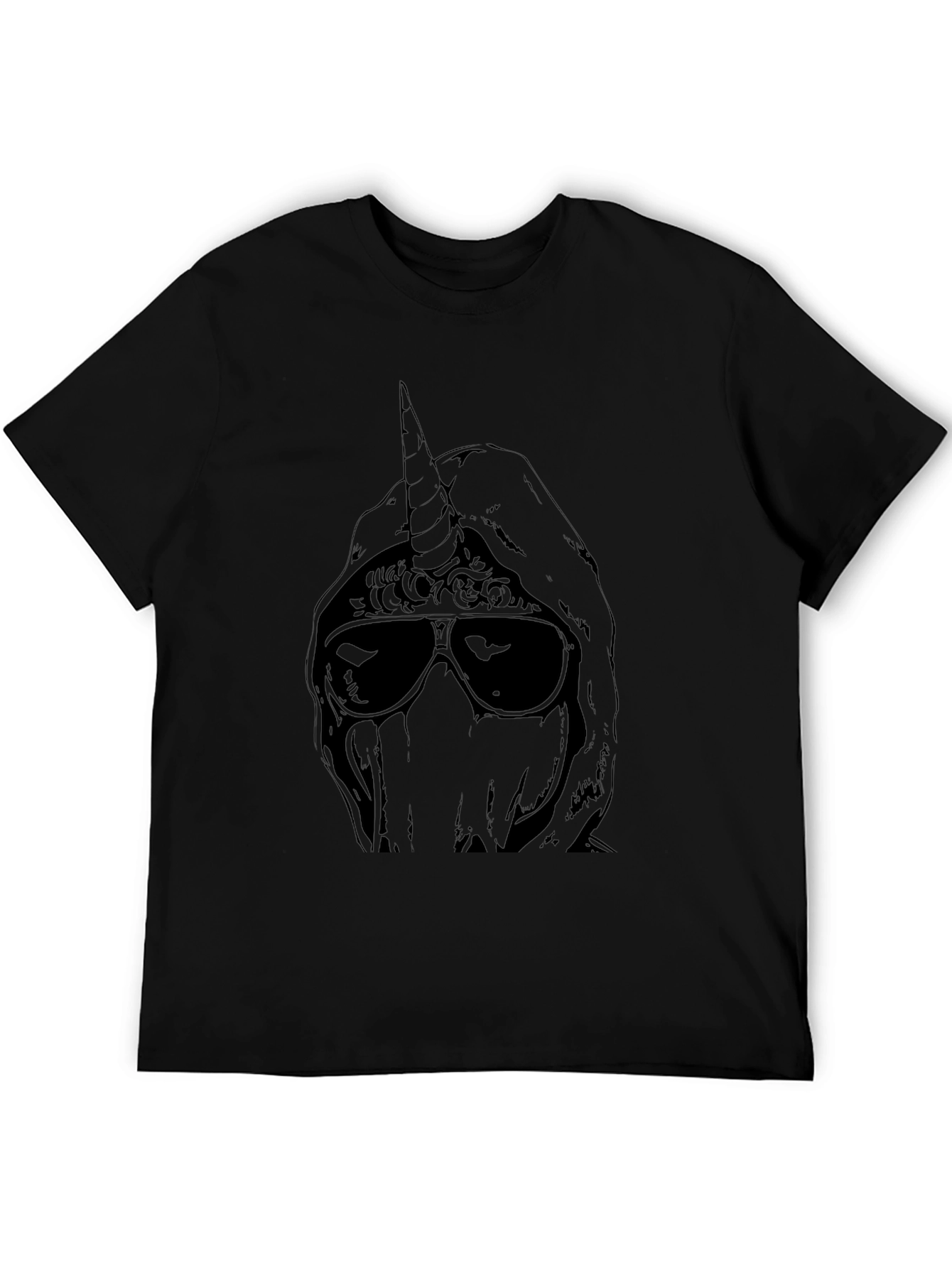 Unicorn Hooded Graphic Tee - Mens Black T-Shirt