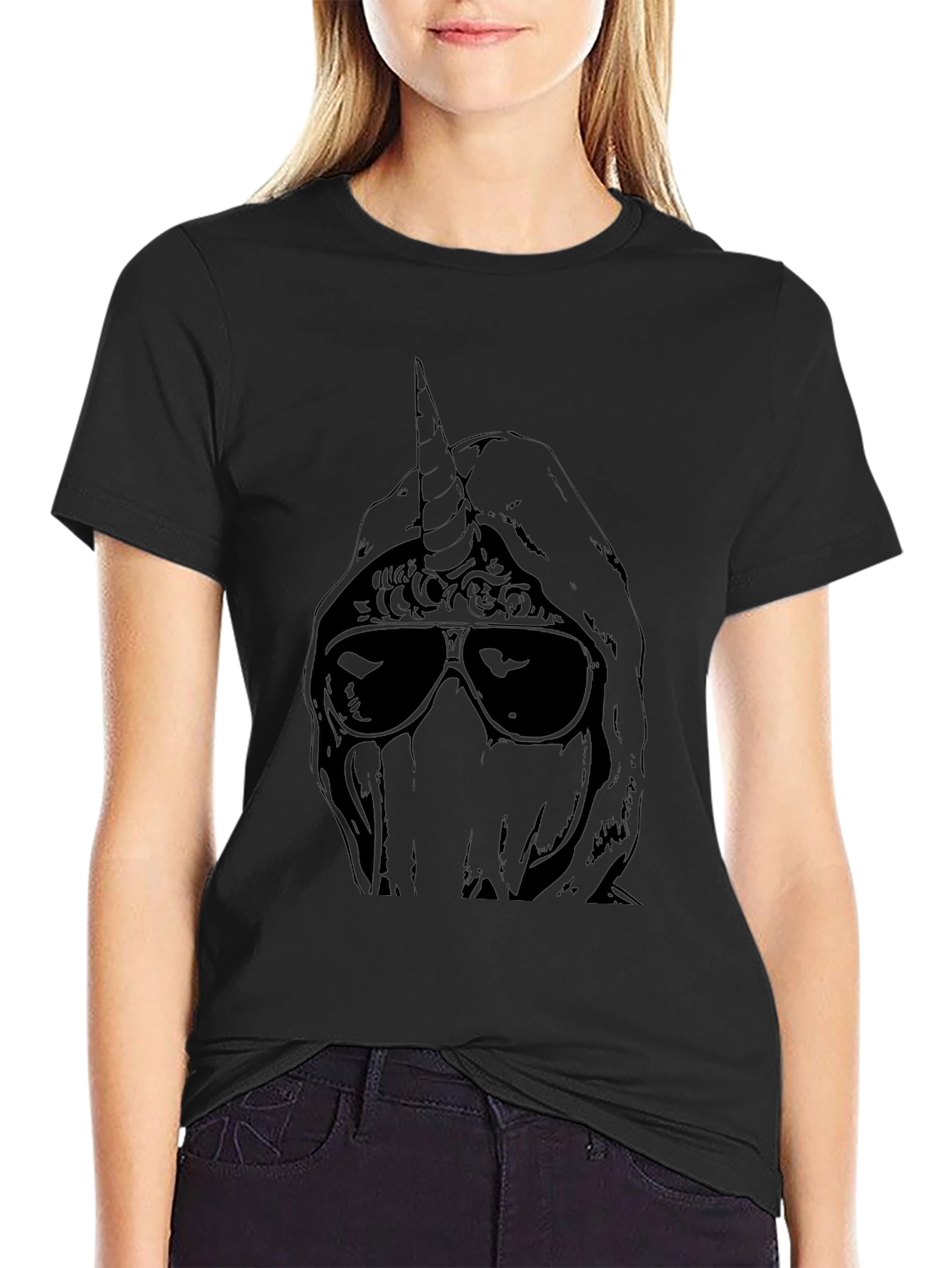 Unicorn Hooded Graphic Tee - Mens Black T-Shirt
