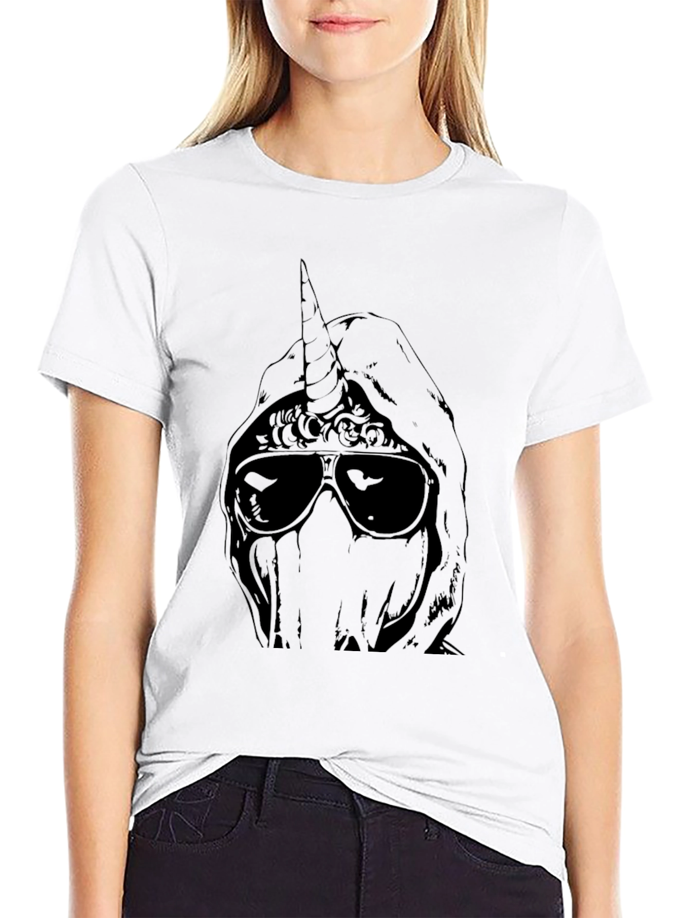 Unicorn Hooded Graphic Tee - Mens Black T-Shirt