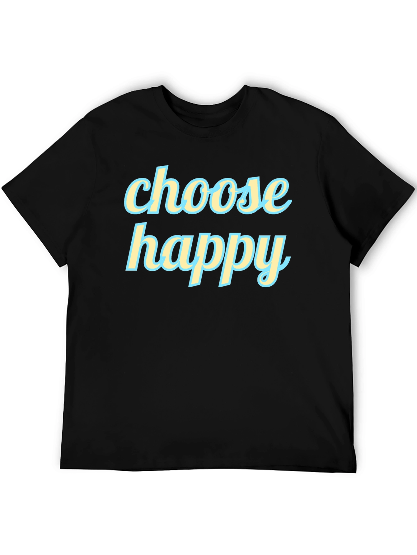 Choose Happy Graphic Tee - Black Cotton T-Shirt