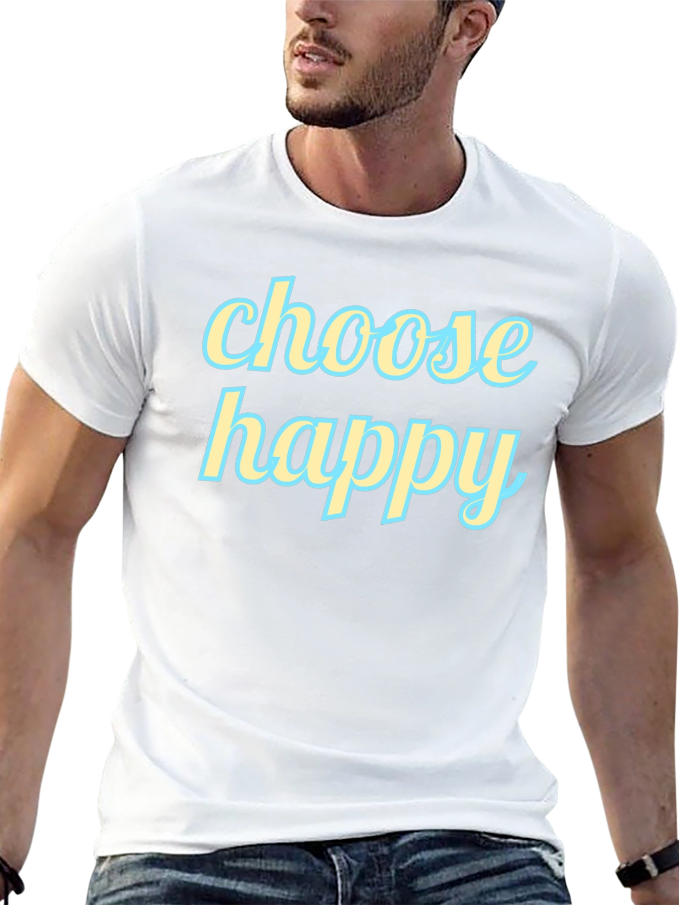 Choose Happy Graphic Tee - Black Cotton T-Shirt