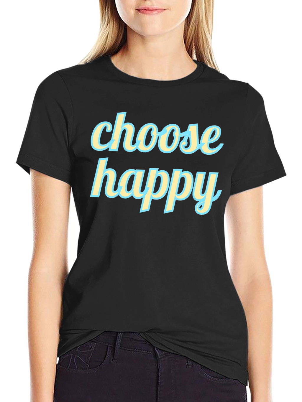 Choose Happy Graphic Tee - Black Cotton T-Shirt