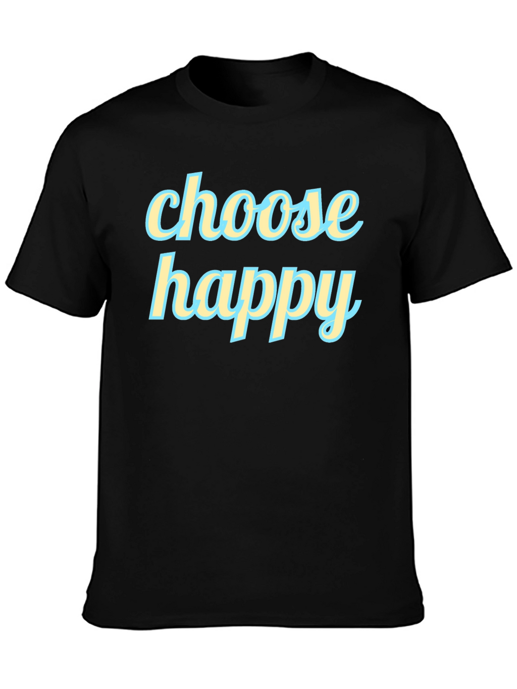 Choose Happy Graphic Tee - Black Cotton T-Shirt