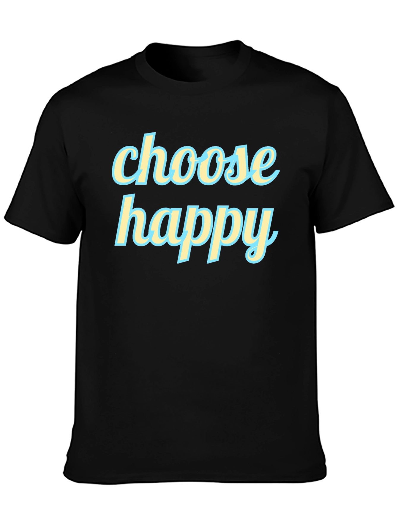 Choose Happy Graphic Tee - Black Cotton T-Shirt