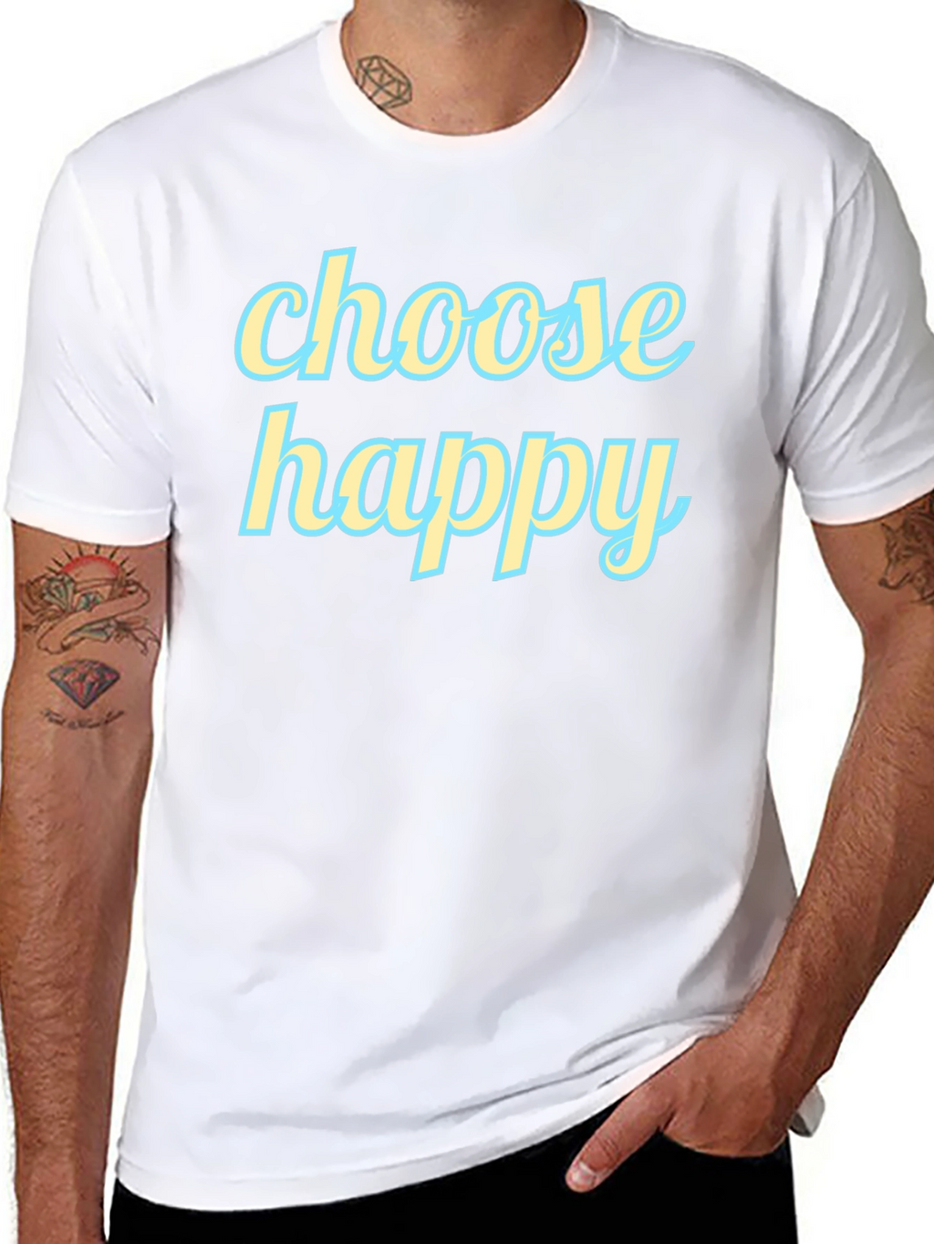 Choose Happy Graphic Tee - Black Cotton T-Shirt