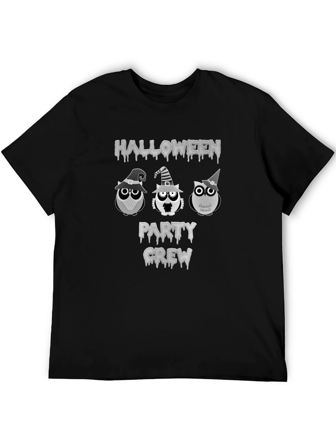 Halloween Owls Party Crew Black T-Shirt