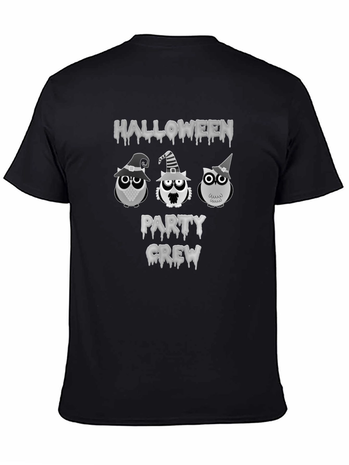 Halloween Owls Party Crew Black T-Shirt