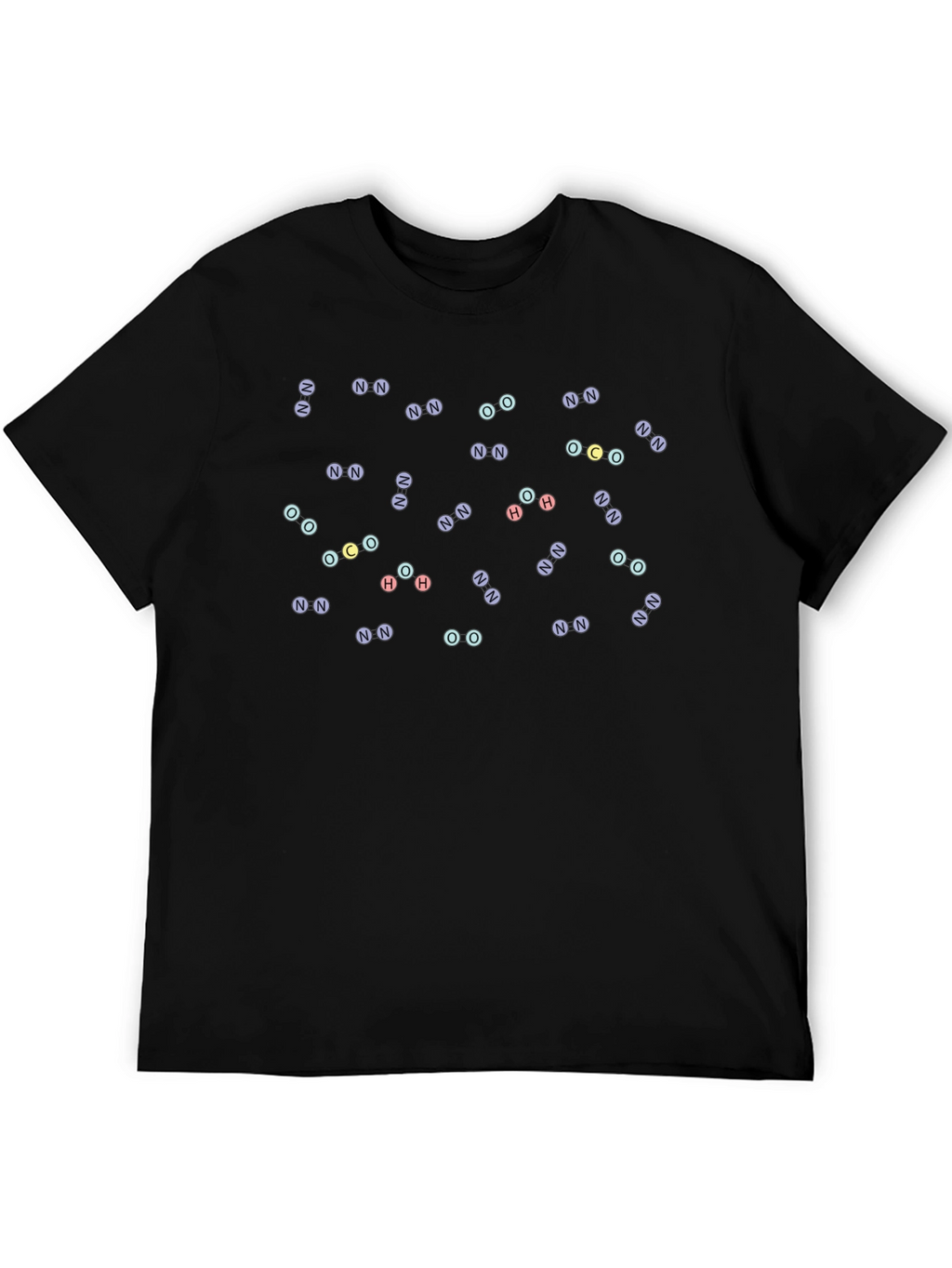 Molecular Compound Pattern Black T-Shirt