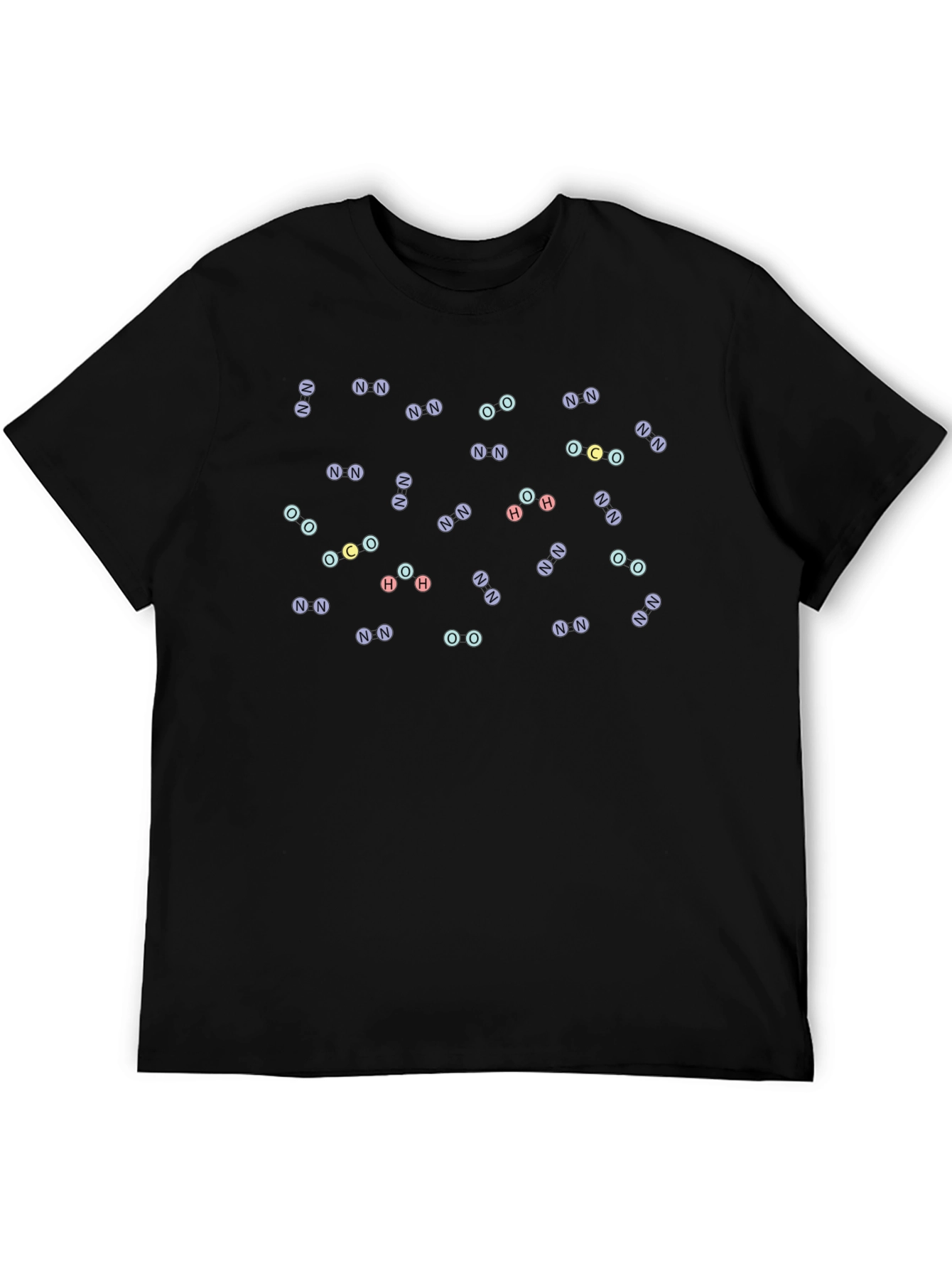Molecular Compound Pattern Black T-Shirt