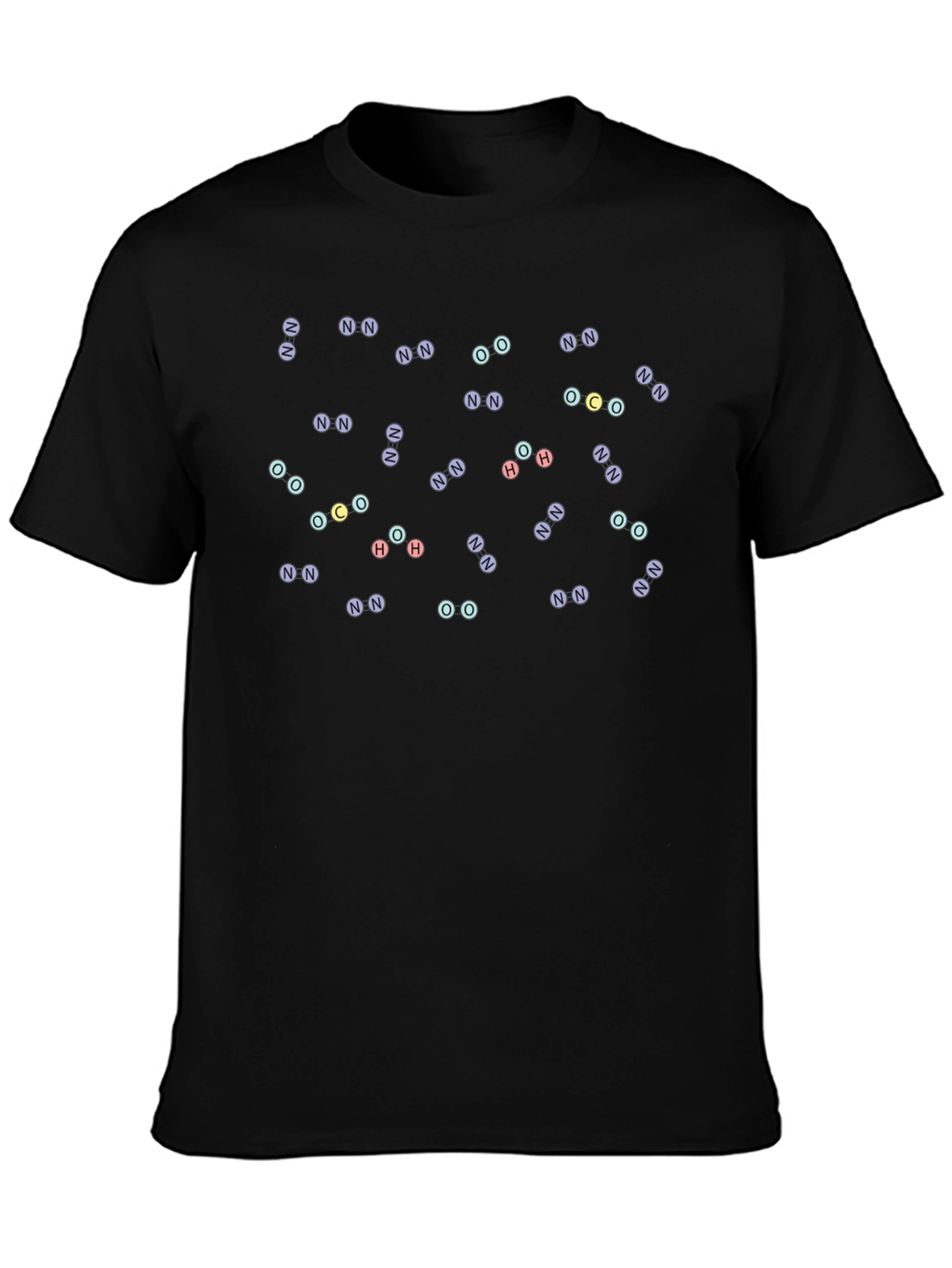 Molecular Compound Pattern Black T-Shirt