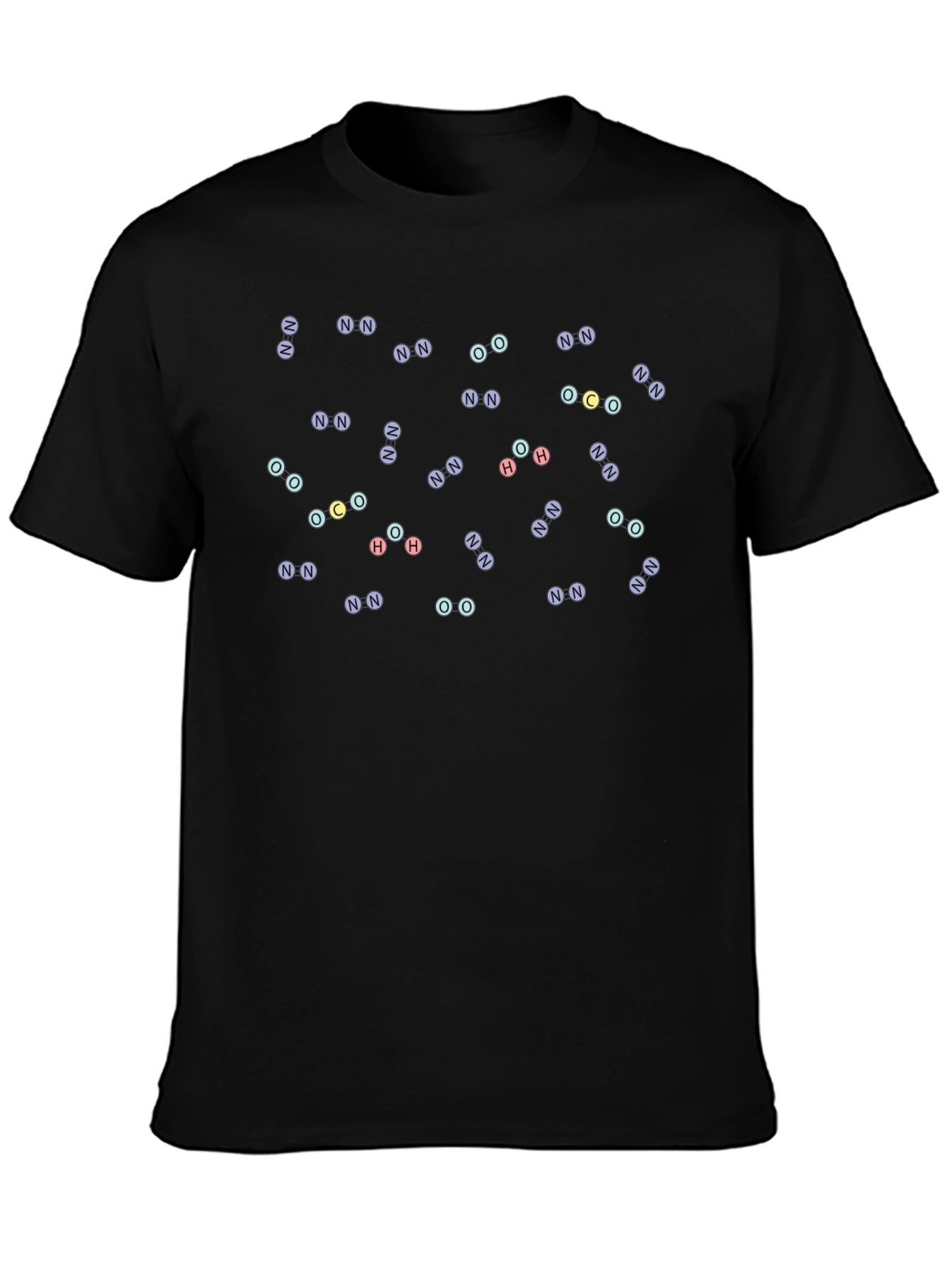 Molecular Compound Pattern Black T-Shirt