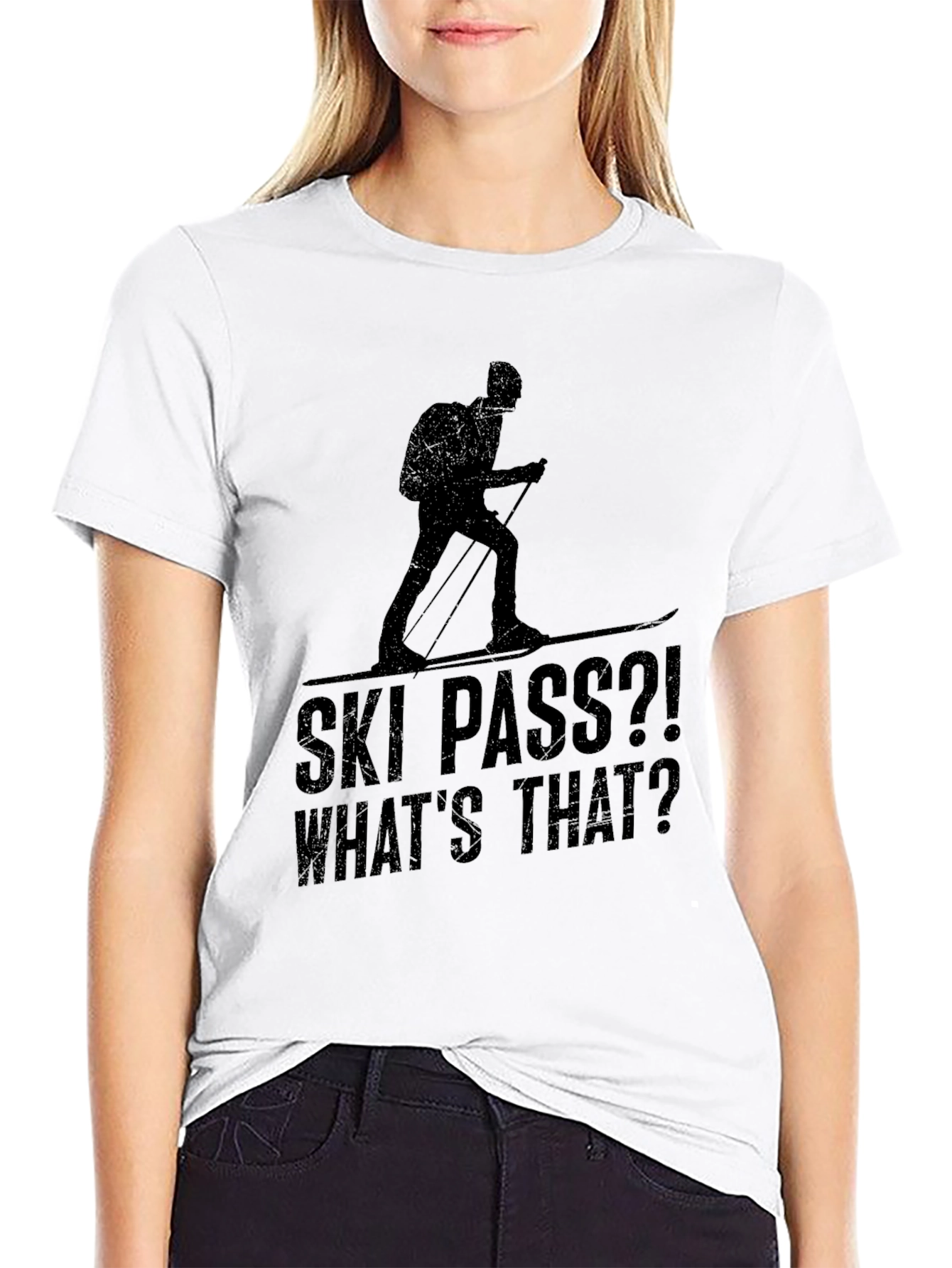 Ski Pass? Whats That? Mens Black Graphic T-Shirt