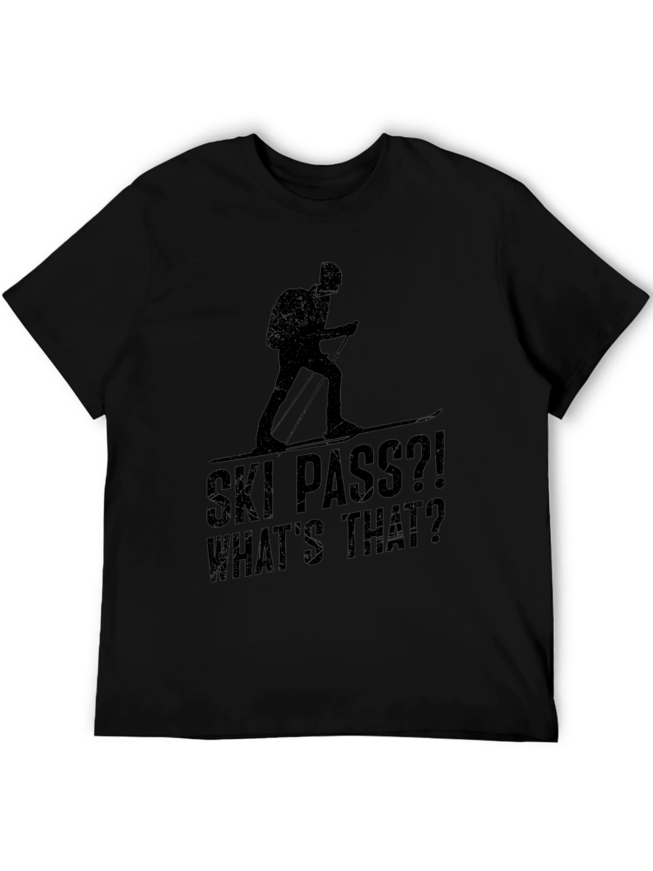 Ski Pass? Whats That? Mens Black Graphic T-Shirt
