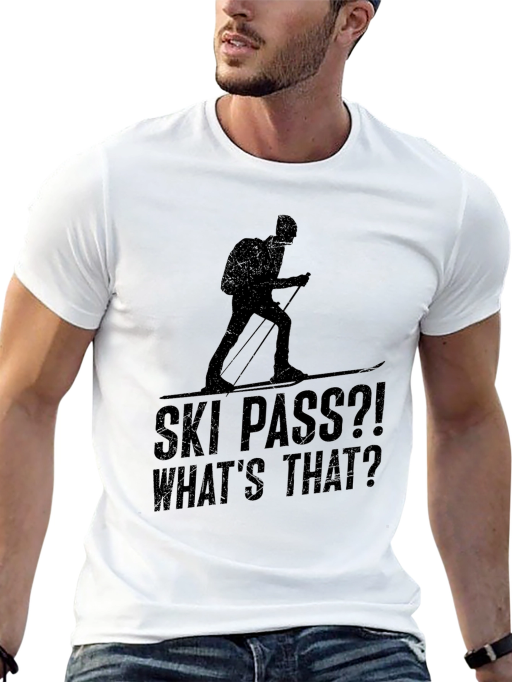 Ski Pass? Whats That? Mens Black Graphic T-Shirt