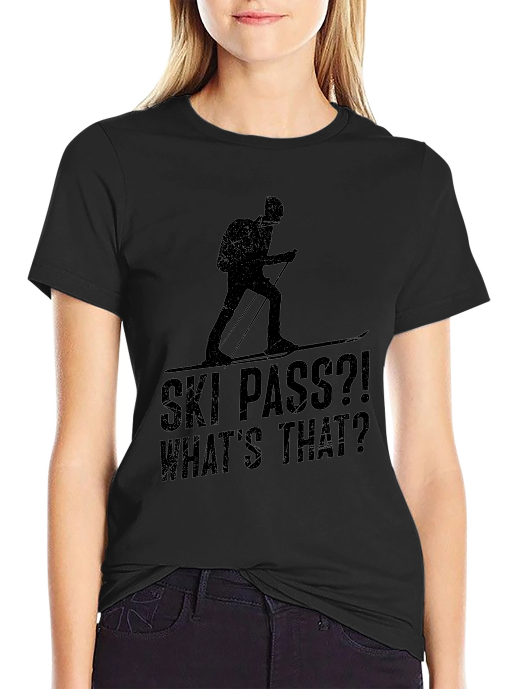Ski Pass? Whats That? Mens Black Graphic T-Shirt