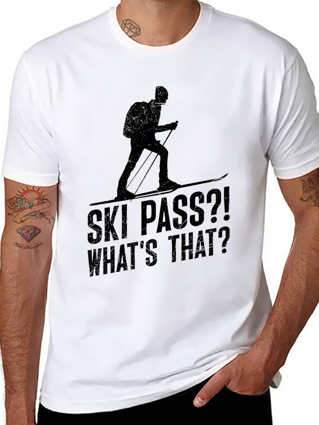 Ski Pass? Whats That? Mens Black Graphic T-Shirt