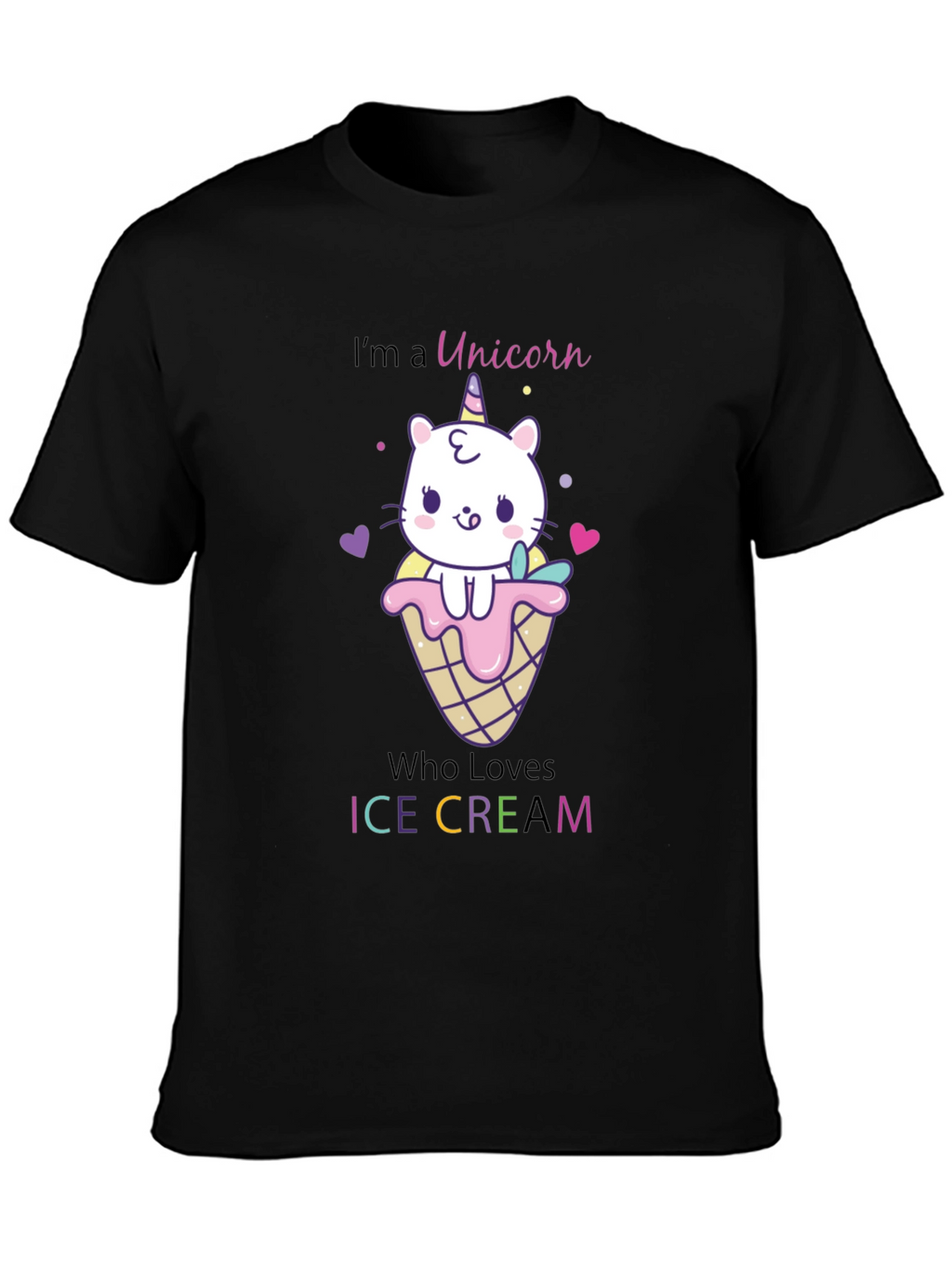 Unicorn Cat Ice Cream Graphic T-Shirt