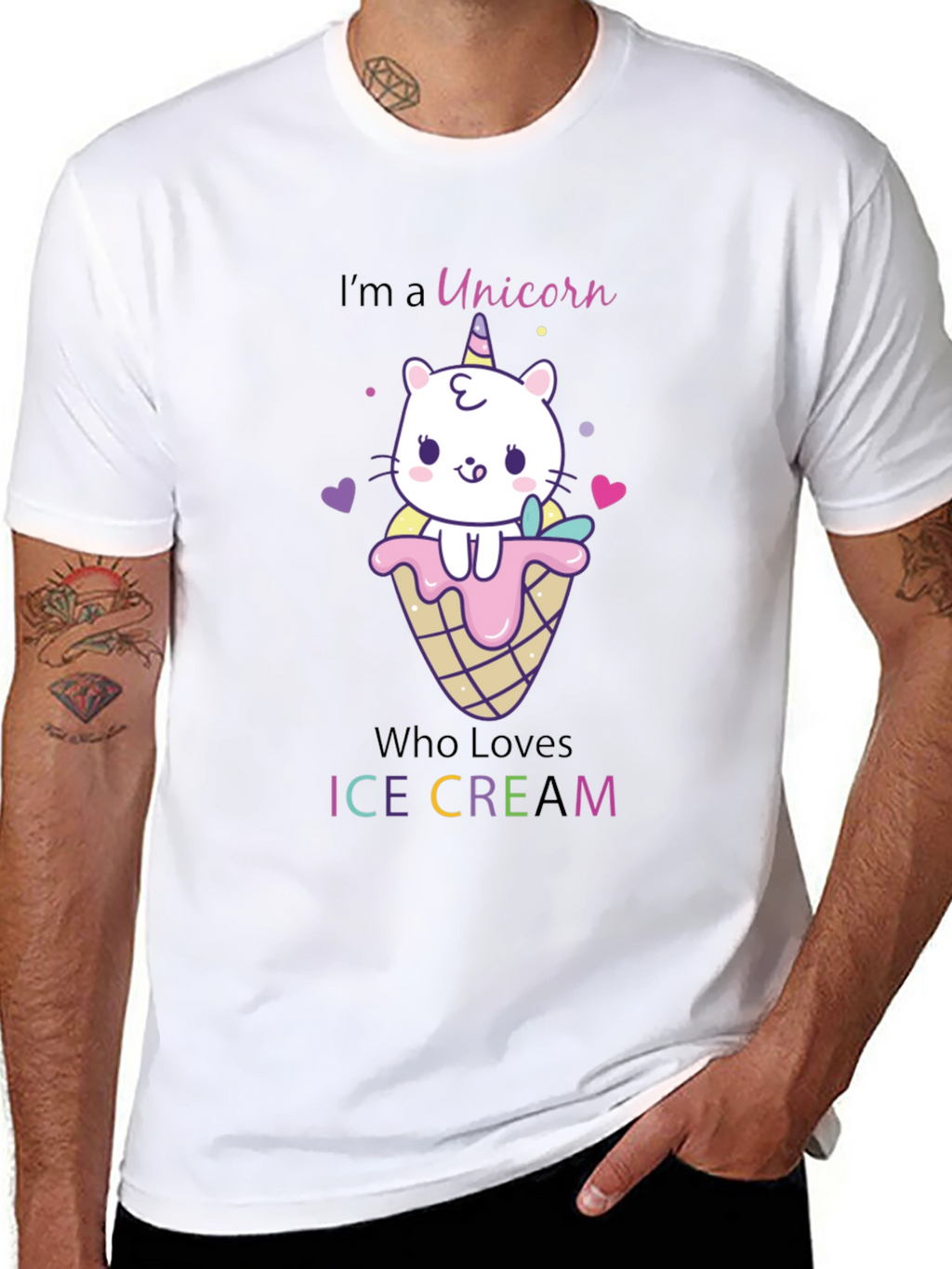 Unicorn Cat Ice Cream Graphic T-Shirt
