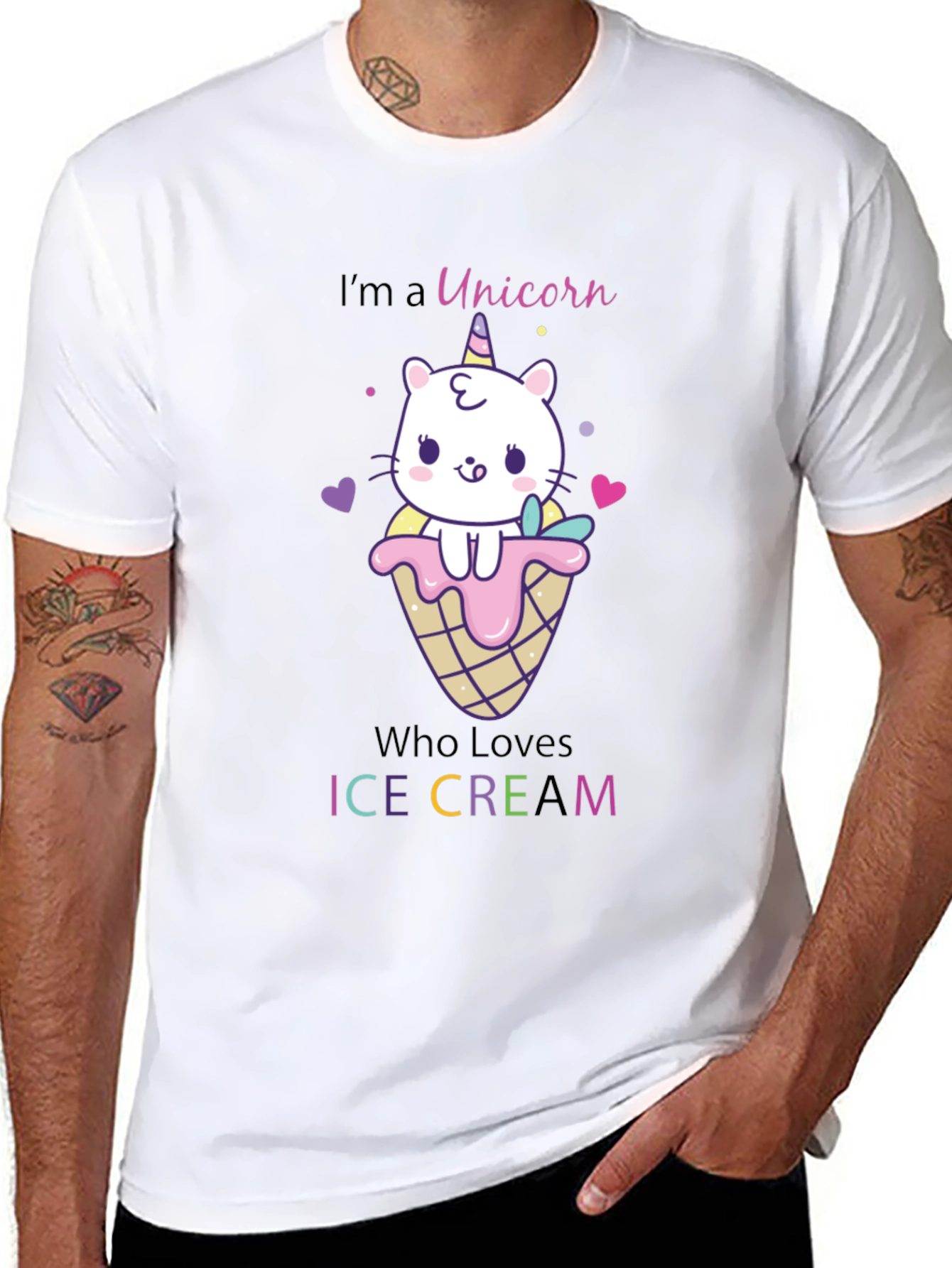 Unicorn Cat Ice Cream Graphic T-Shirt