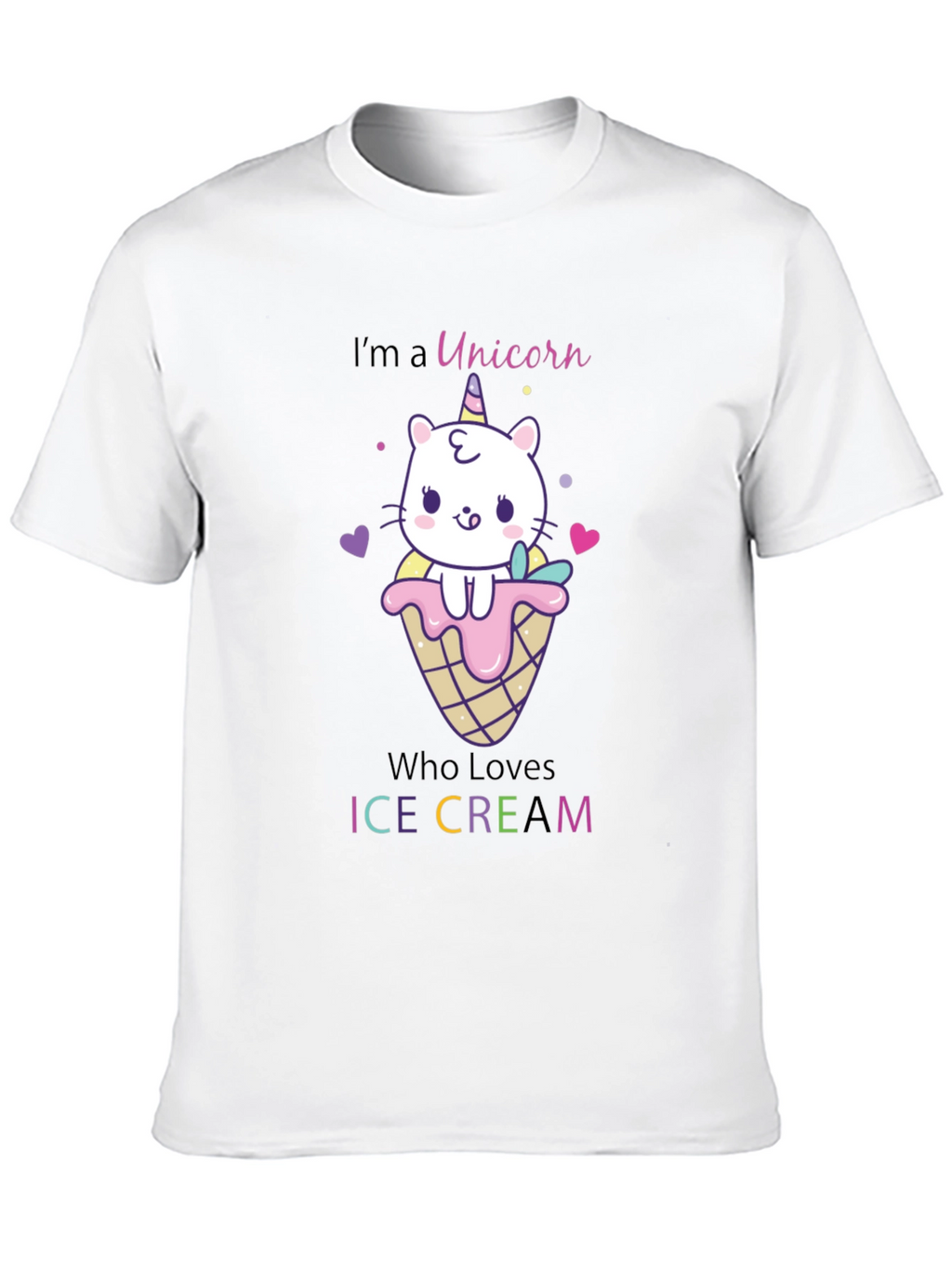 Unicorn Cat Ice Cream Graphic T-Shirt
