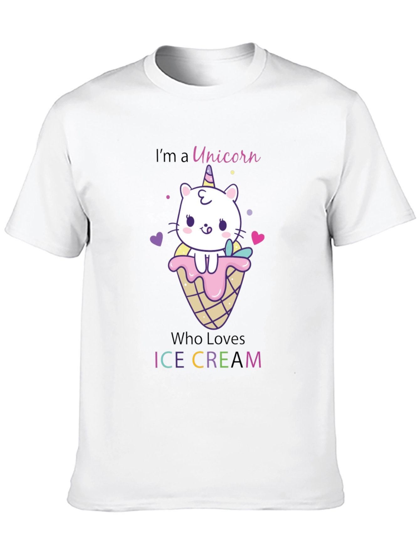 Unicorn Cat Ice Cream Graphic T-Shirt