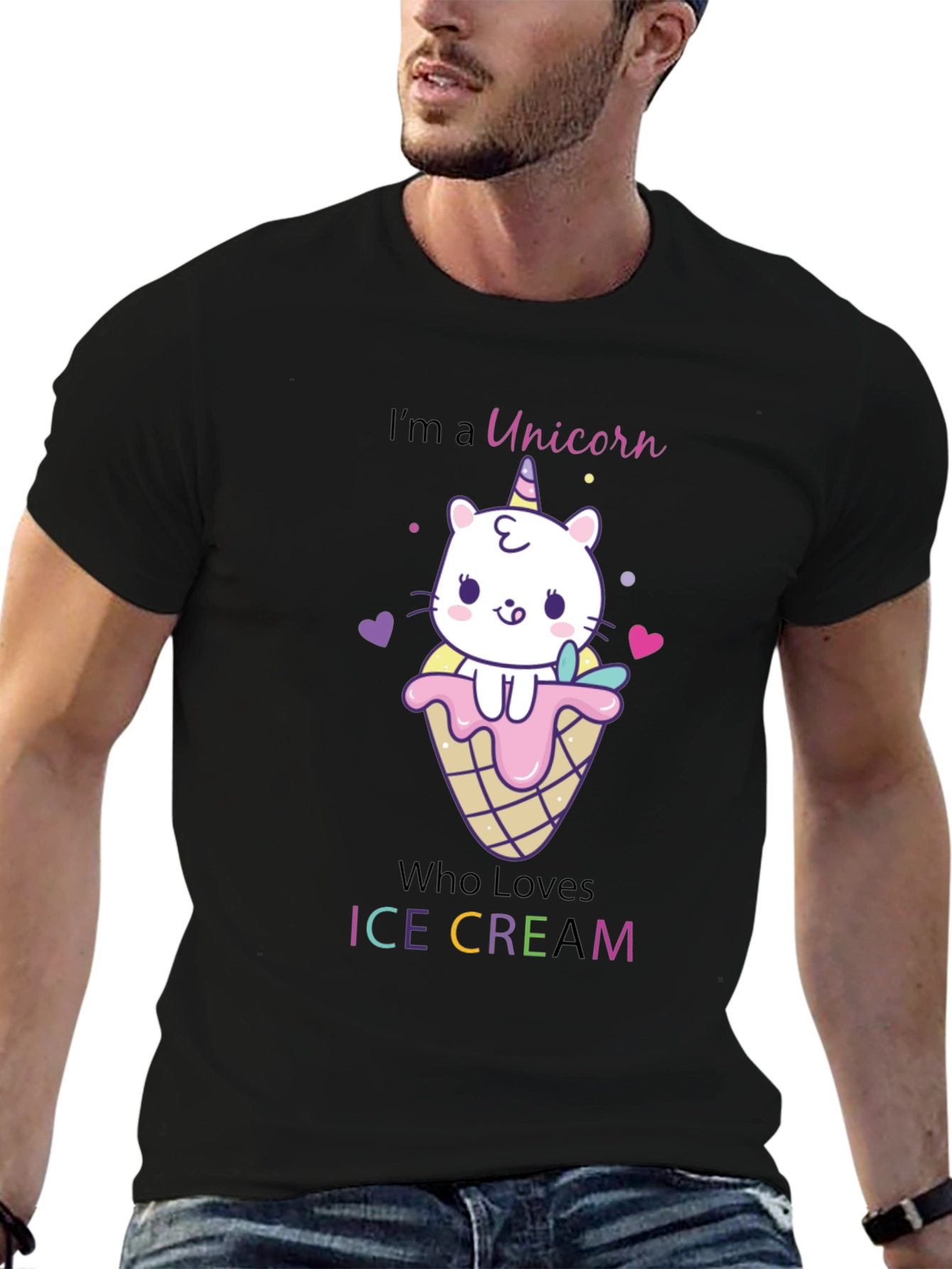 Unicorn Cat Ice Cream Graphic T-Shirt