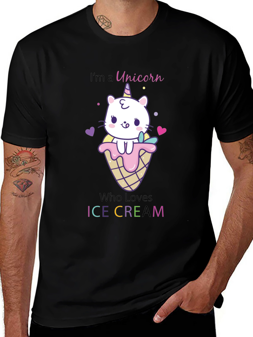 Unicorn Cat Ice Cream Graphic T-Shirt