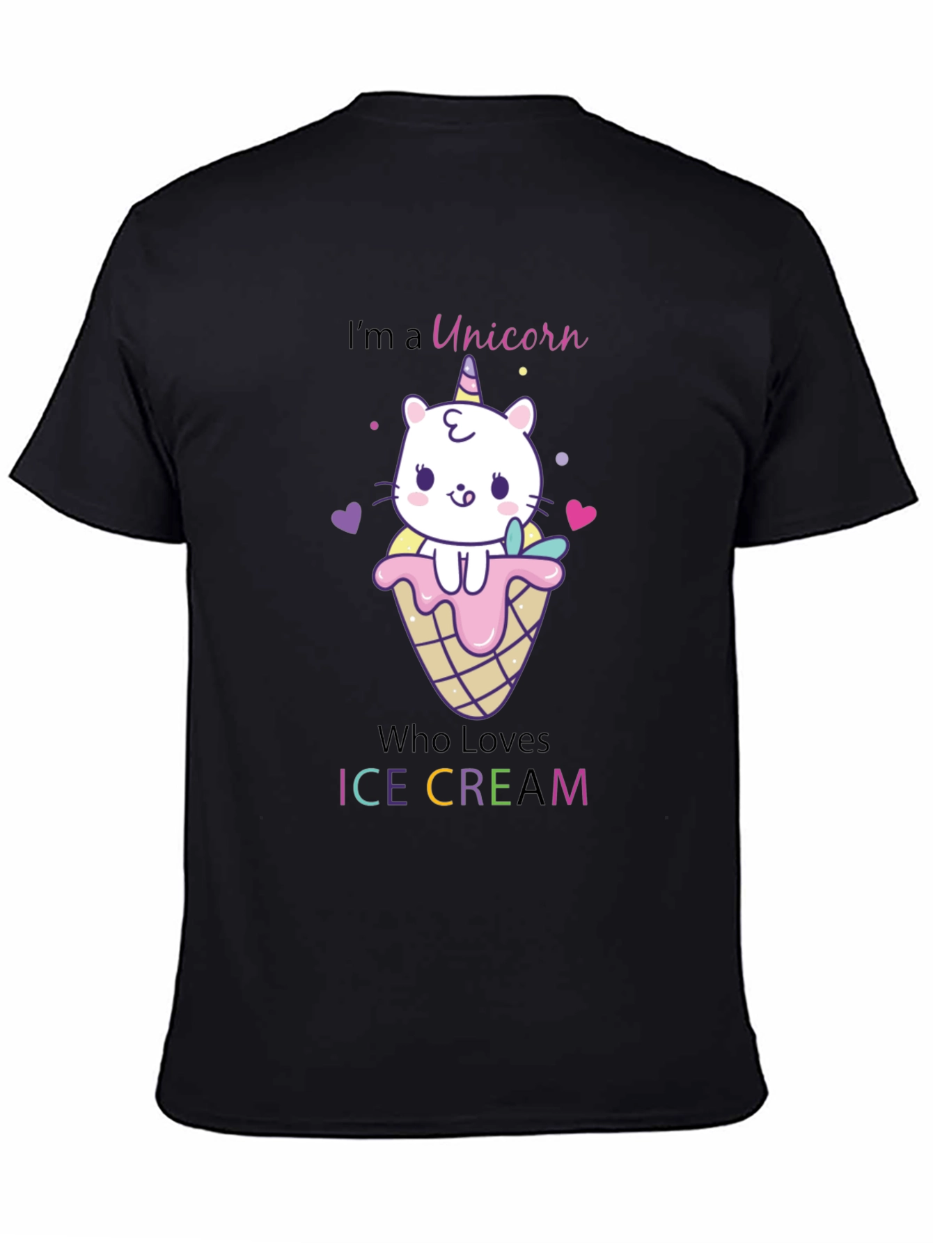 Unicorn Cat Ice Cream Graphic T-Shirt