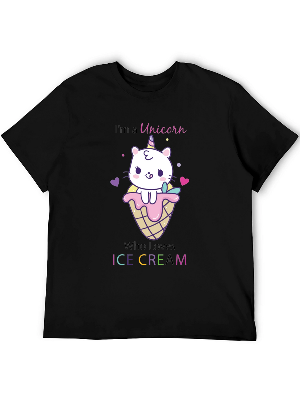 Unicorn Cat Ice Cream Graphic T-Shirt