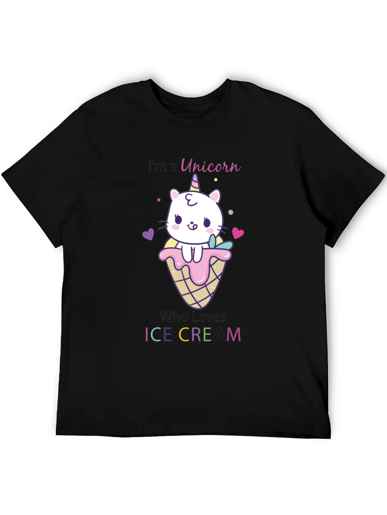 Unicorn Cat Ice Cream Graphic T-Shirt