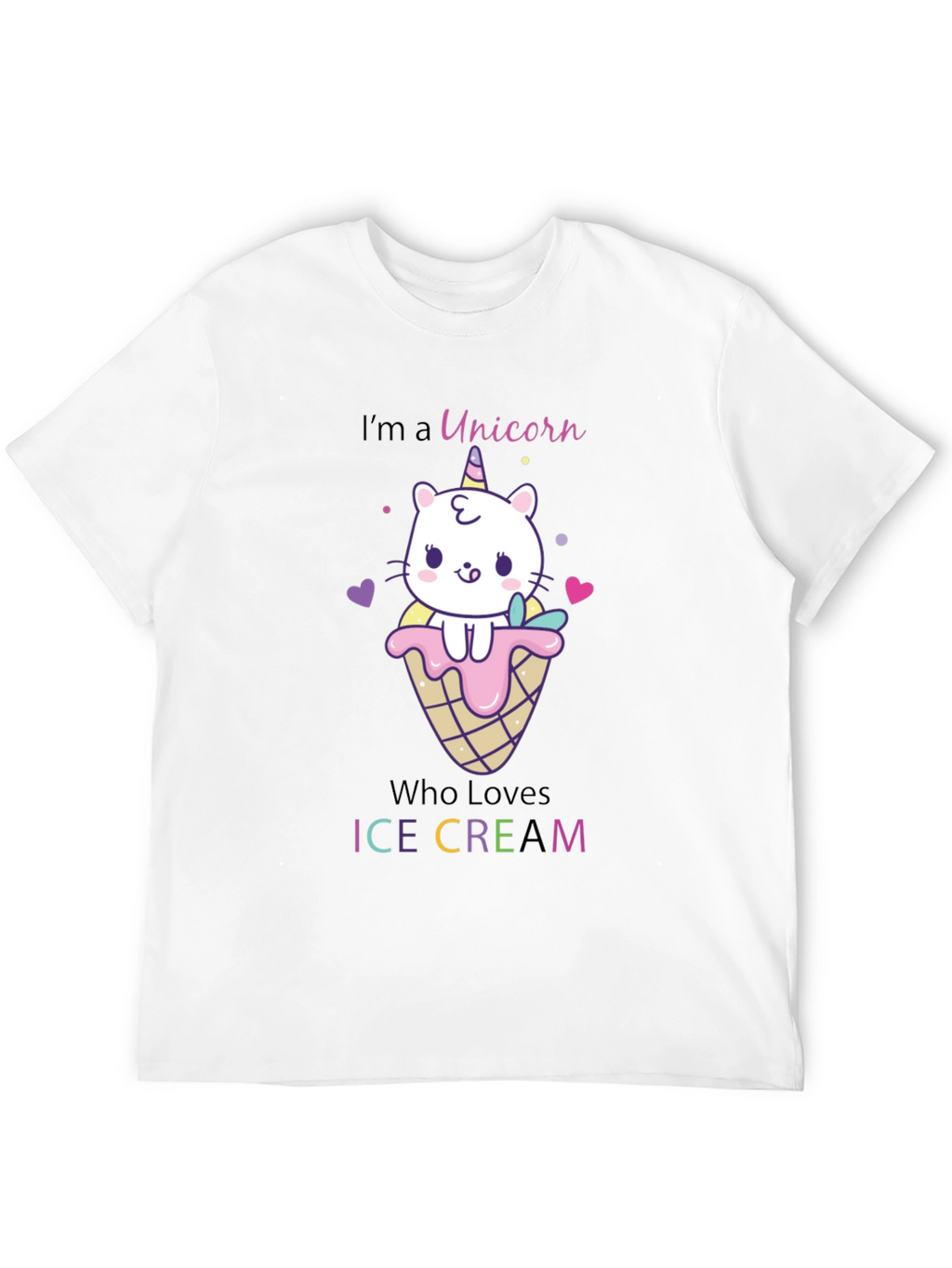 Unicorn Cat Ice Cream Graphic T-Shirt