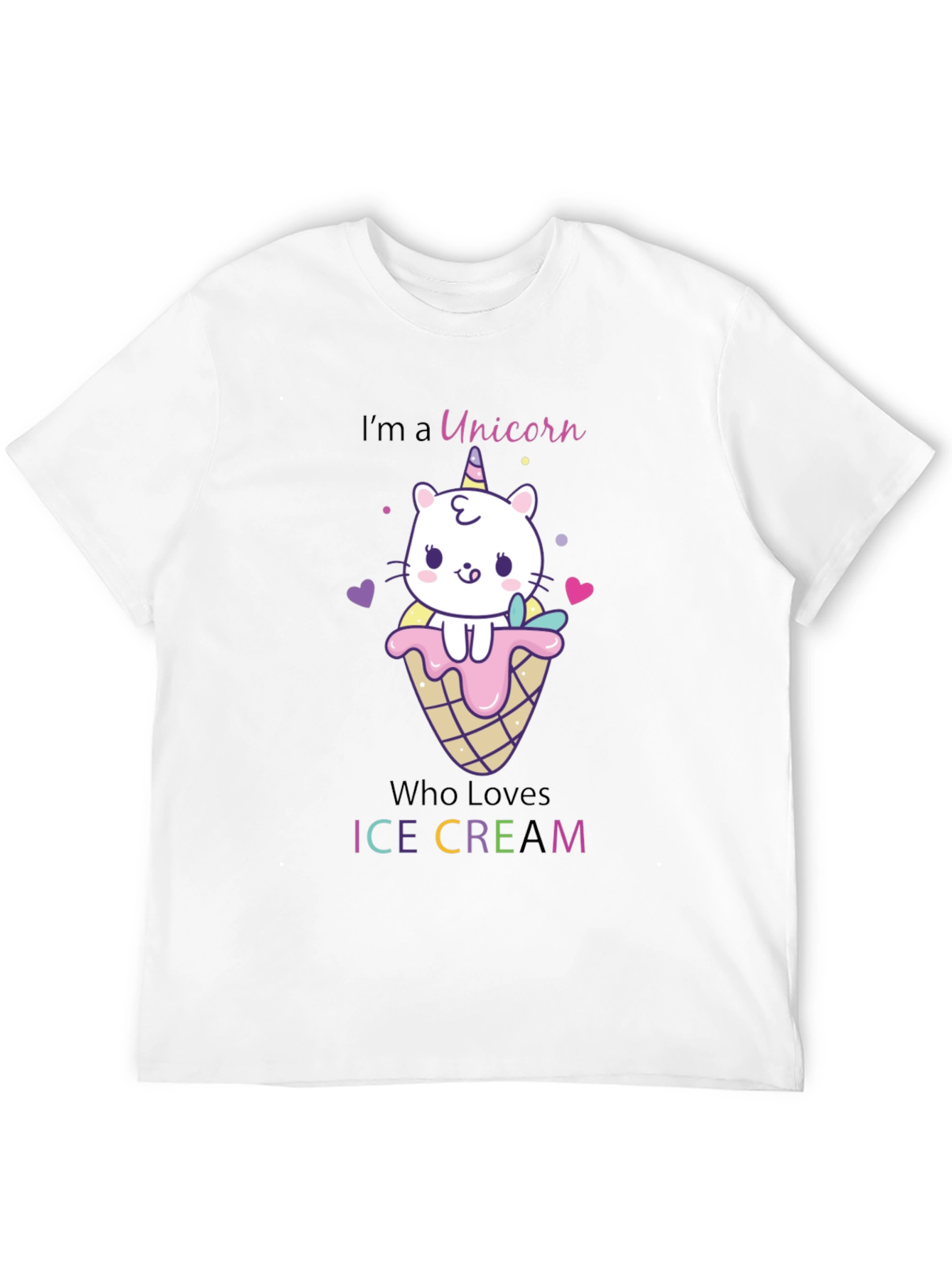 Unicorn Cat Ice Cream Graphic T-Shirt