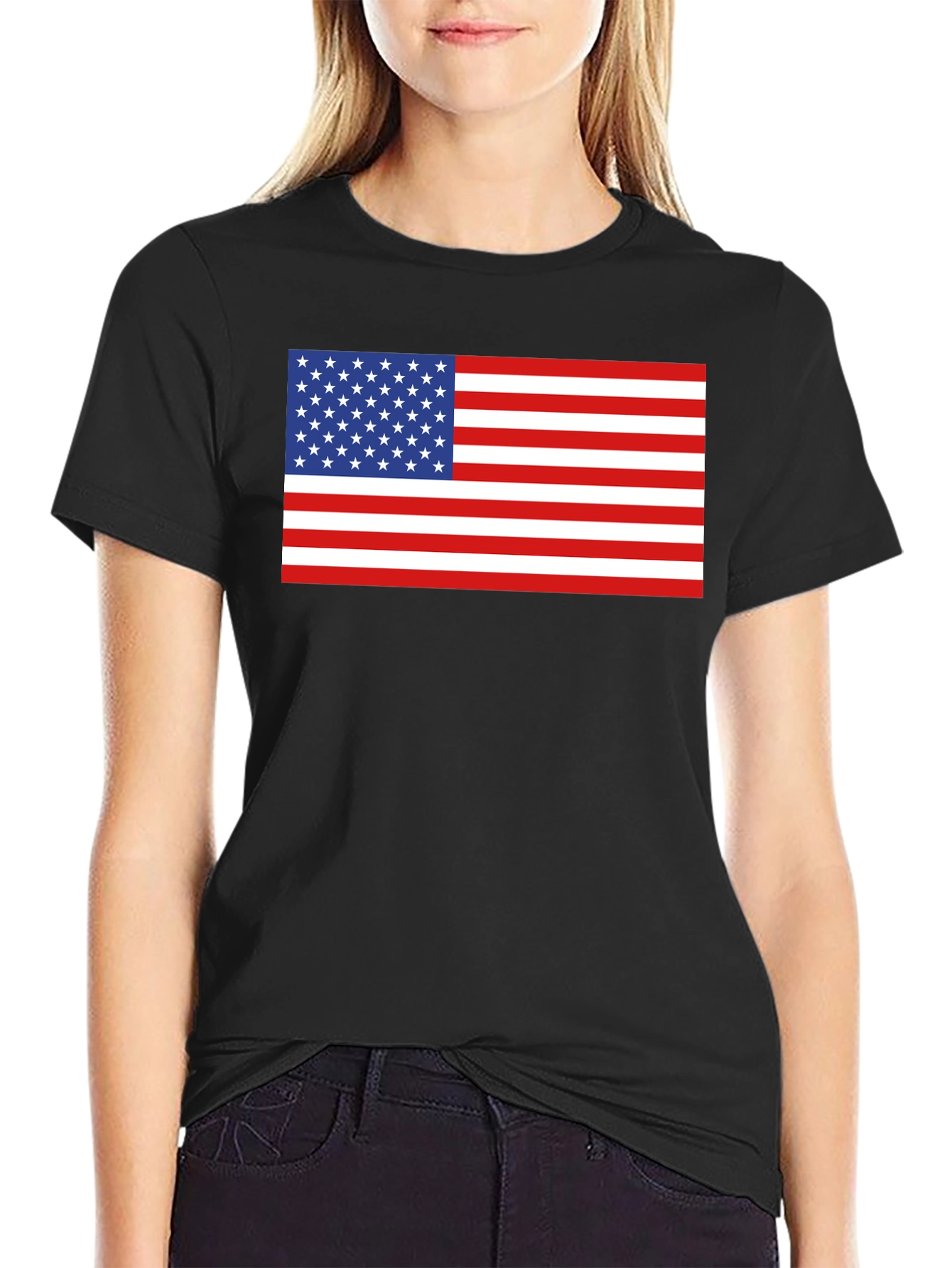 American Flag Graphic Tee - Patriotic Black T-Shirt